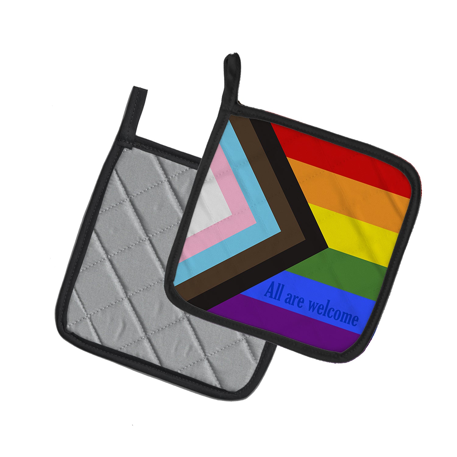 Caroline's Treasures Gay Pride Progress Pride All are Welcome Pot Holders - Set of 2 - Heat-Resistant Kitchen Essentials