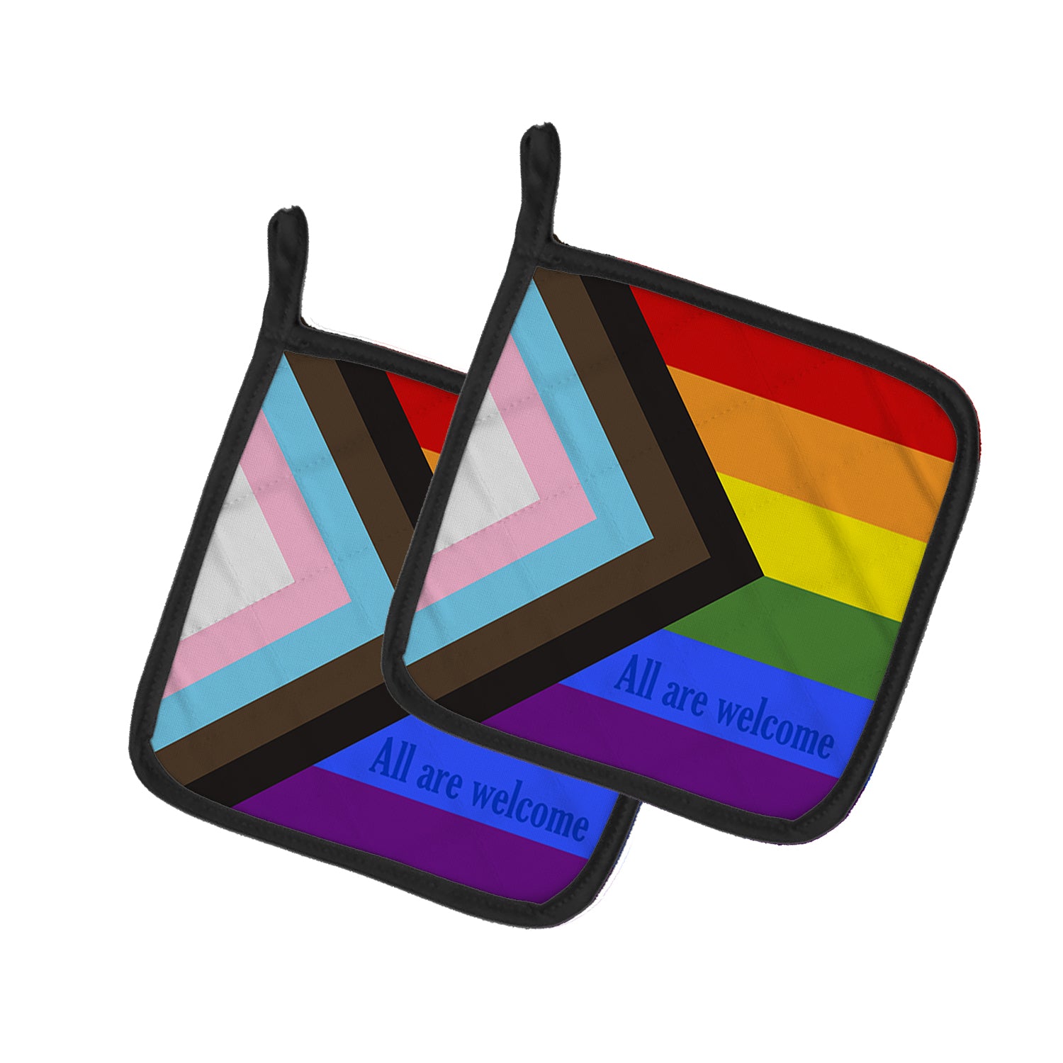 Caroline's Treasures Gay Pride Progress Pride All are Welcome Pot Holders - Set of 2 - Heat-Resistant Kitchen Essentials