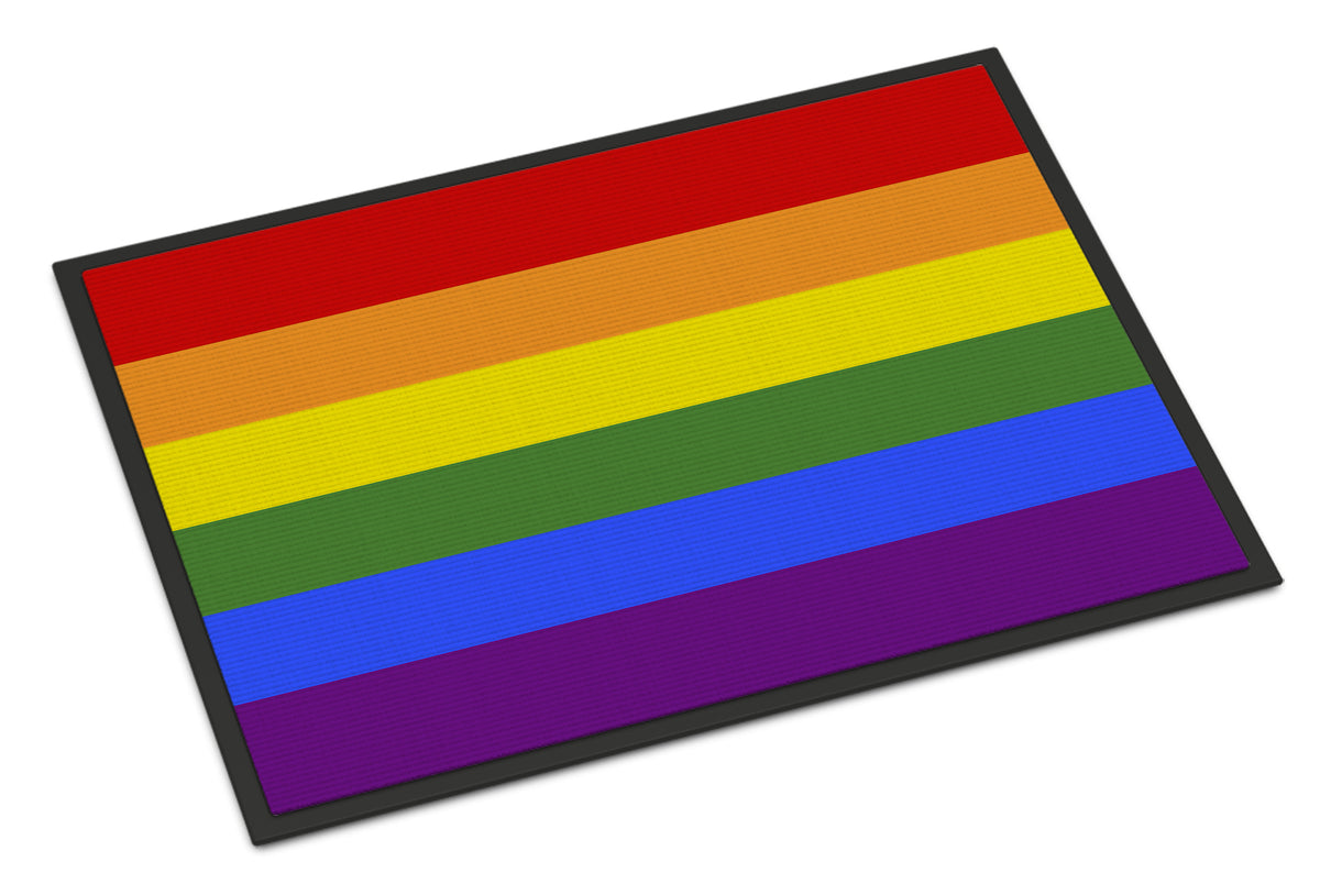 Caroline's Treasures Gay Pride Doormat Front Door Mat Indoor Outdoor Rugs for Entryway, Non Slip Washable Low Pile, 18H X 27W