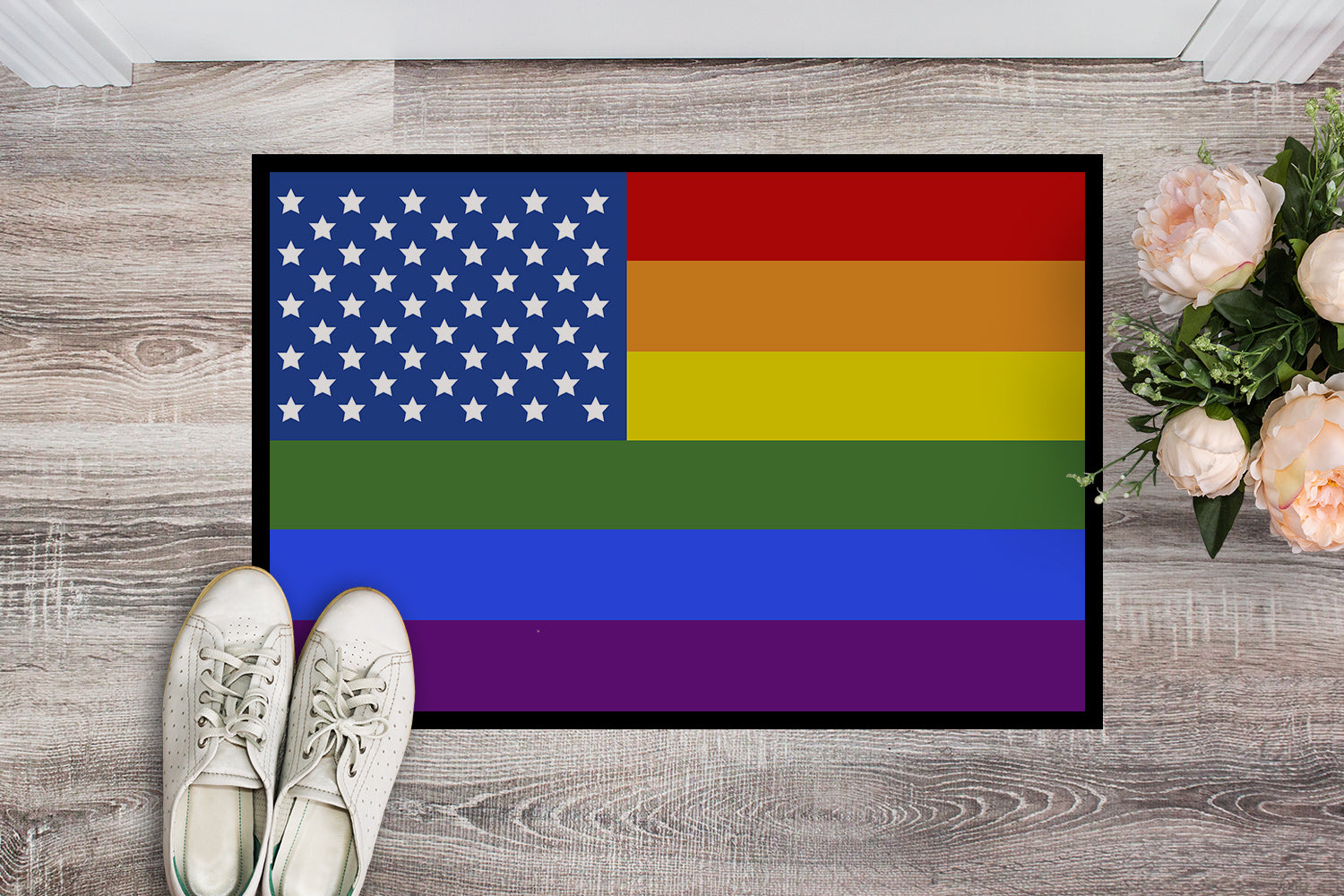 Caroline's Treasures USA Gay Pride Doormat - 24x36 Decorative Floor Mat – Indoor/Outdoor Rug with Artistic Flair