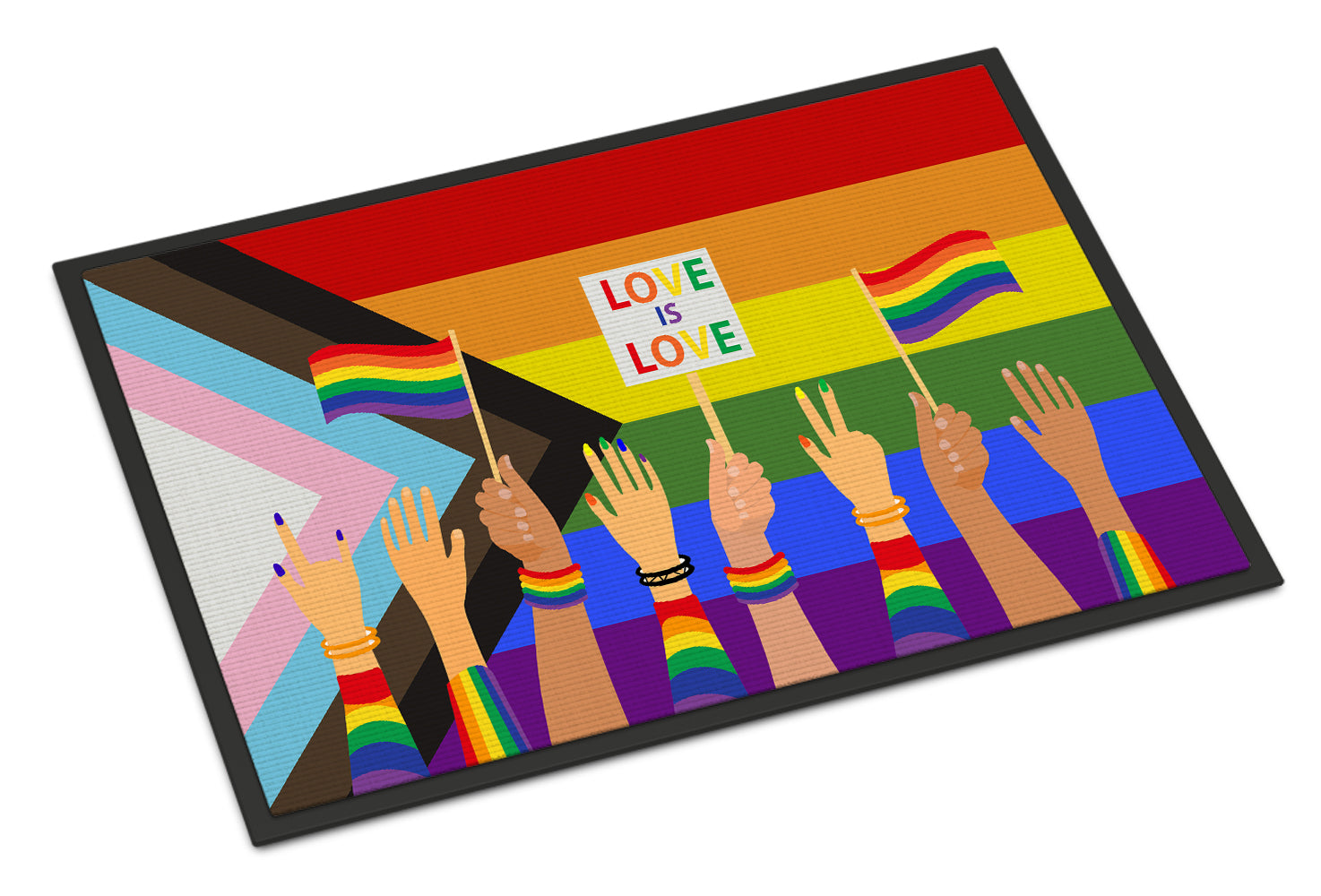 Caroline's Treasures Gay Pride Parade Progress Pride Doormat - 24x36 Decorative Floor Mat – Indoor/Outdoor Rug with Artistic Flair