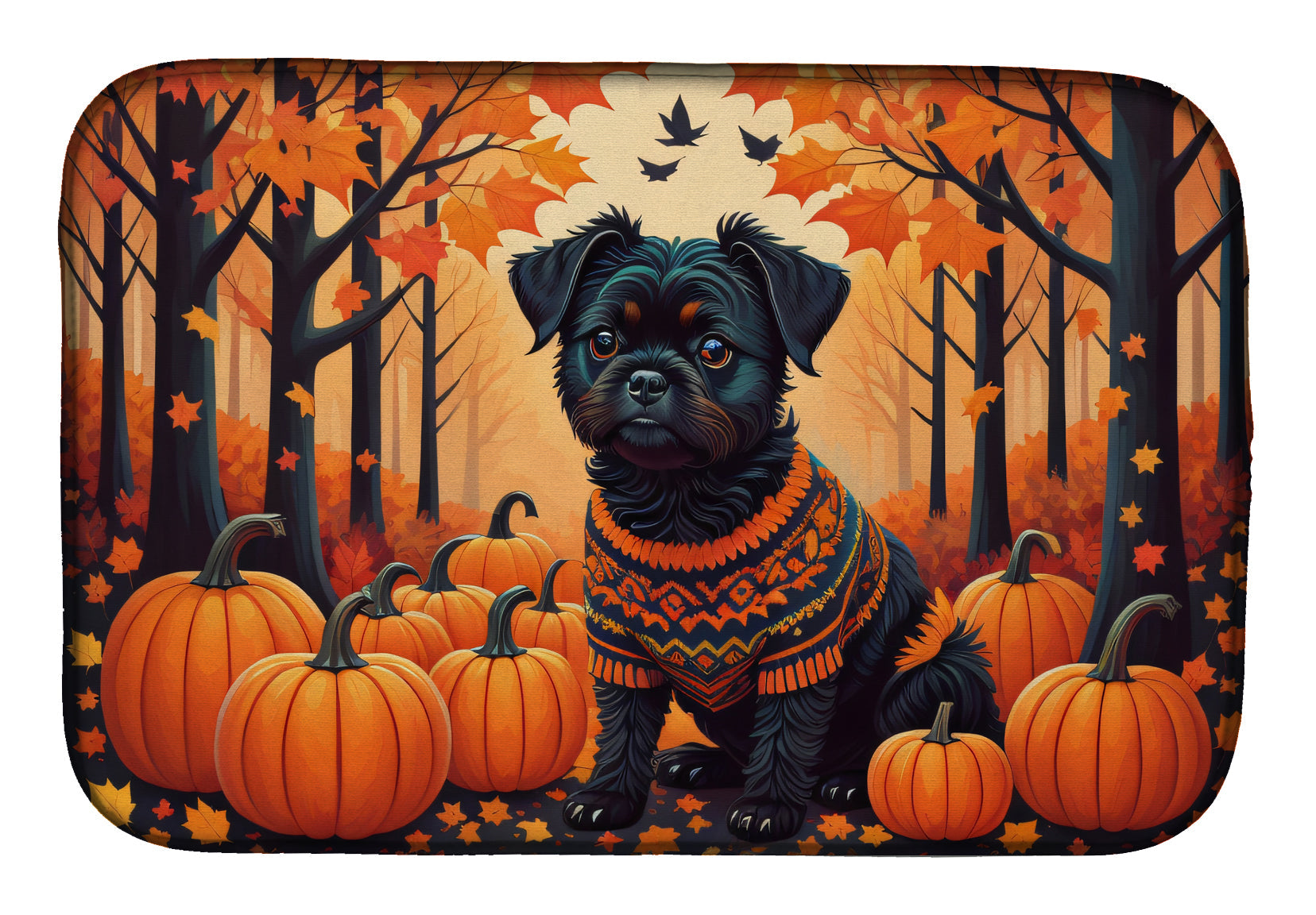 Caroline's Treasures Affenpinscher Fall Dish Drying Mat