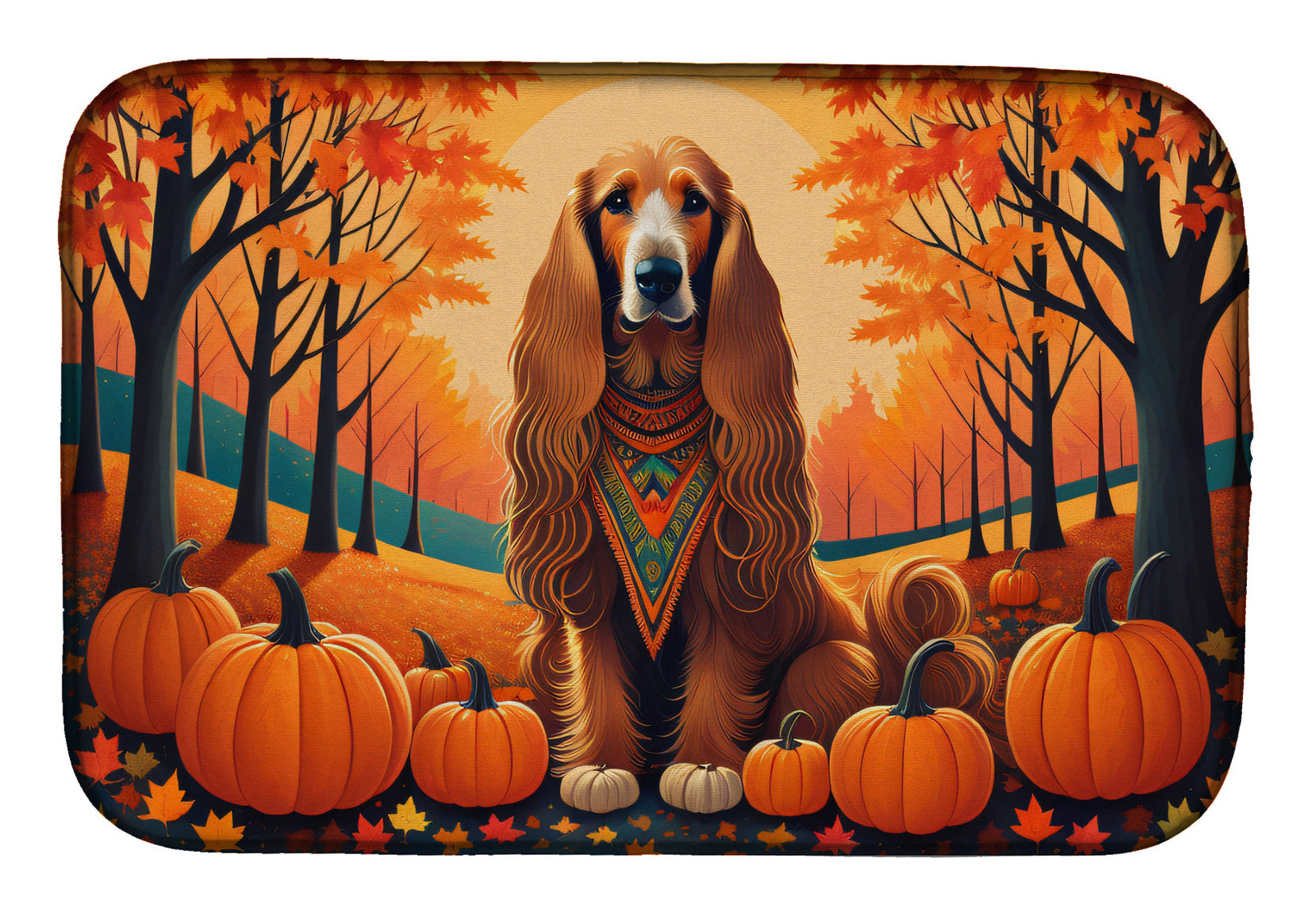 Caroline's Treasures Afghan Hound Fall Dish Drying Mat