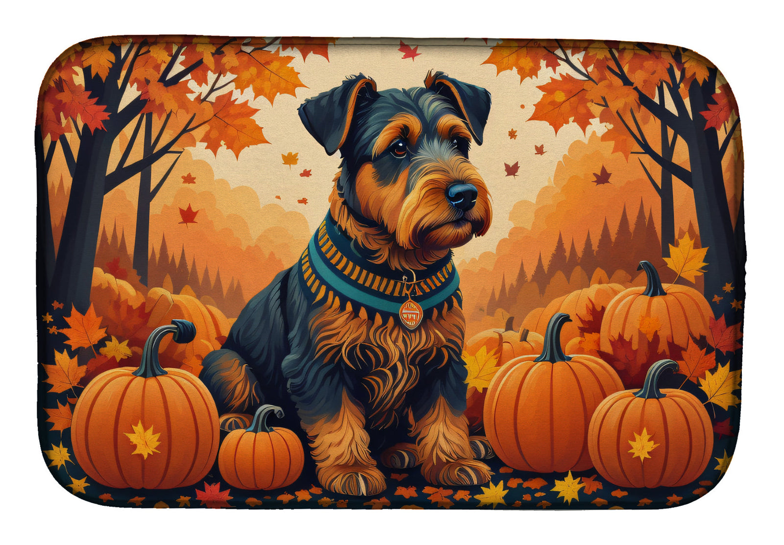 Caroline's Treasures Airedale Terrier Fall Dish Drying Mat