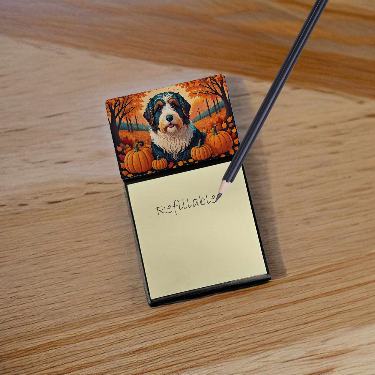 Buy this Bearded Collie Fall Sticky Note Holder