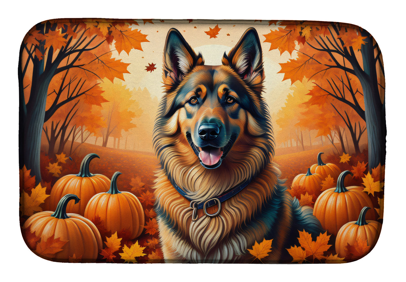 Caroline's Treasures Belgian Tervuren Fall Dish Drying Mat