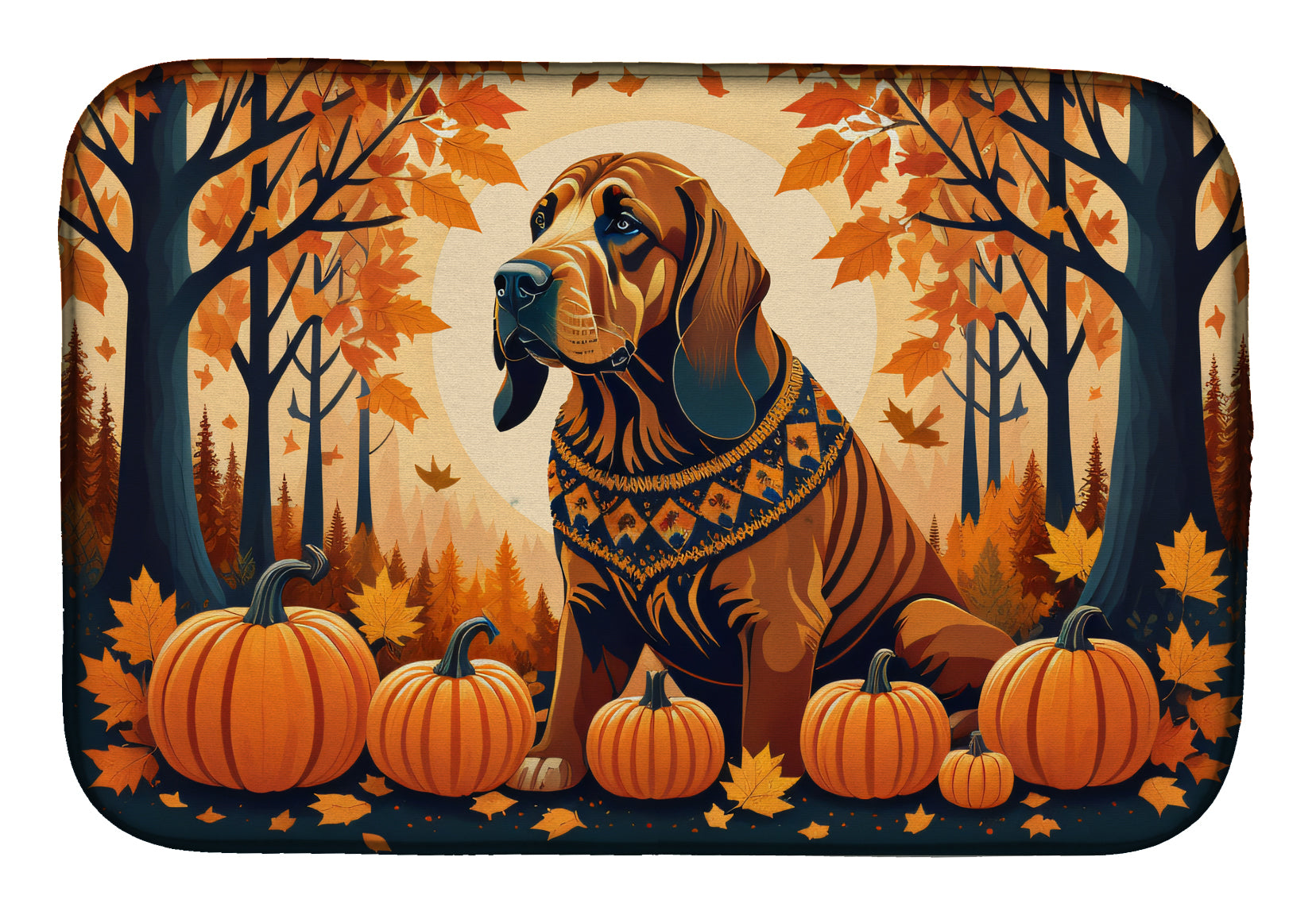 Caroline's Treasures Bloodhound Fall Dish Drying Mat