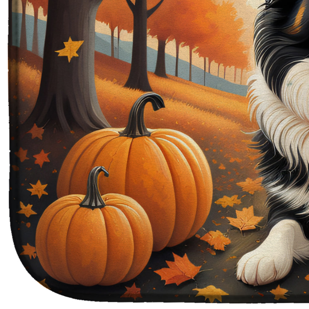 Caroline's Treasures Border Collie Fall Dish Drying Mat