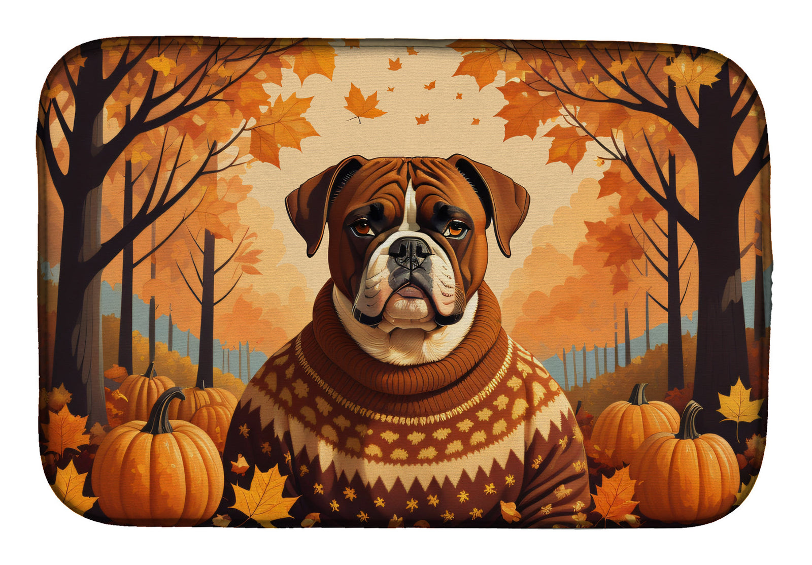 Caroline's Treasures Boxer Fall Dish Drying Mat