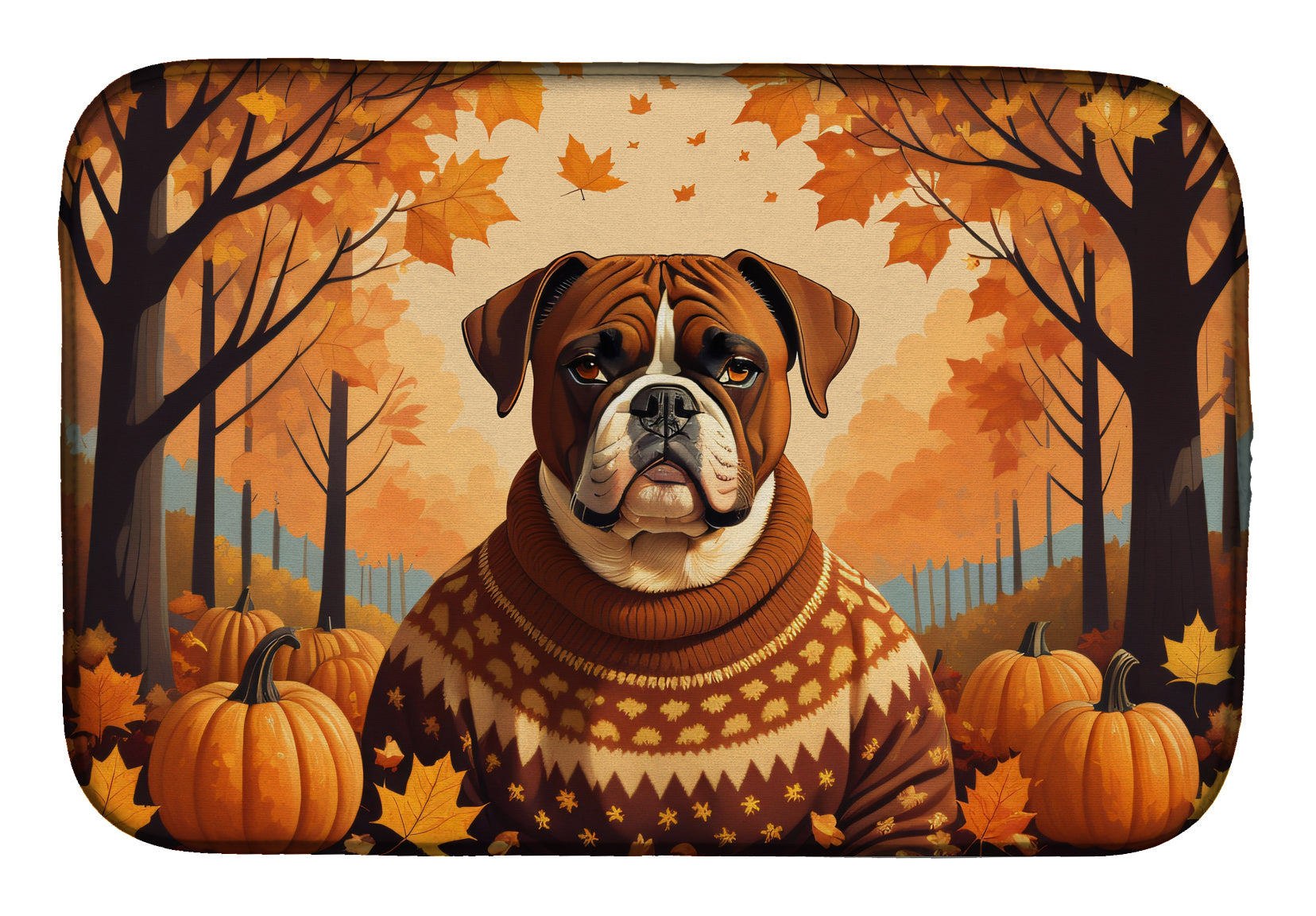 Caroline's Treasures Boxer Fall Dish Drying Mat
