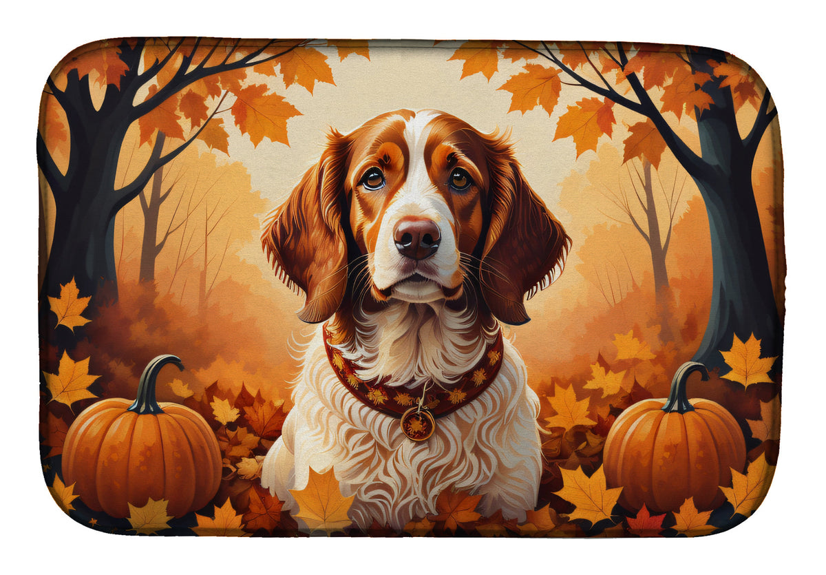 Caroline's Treasures Brittany Spaniel Fall Dish Drying Mat