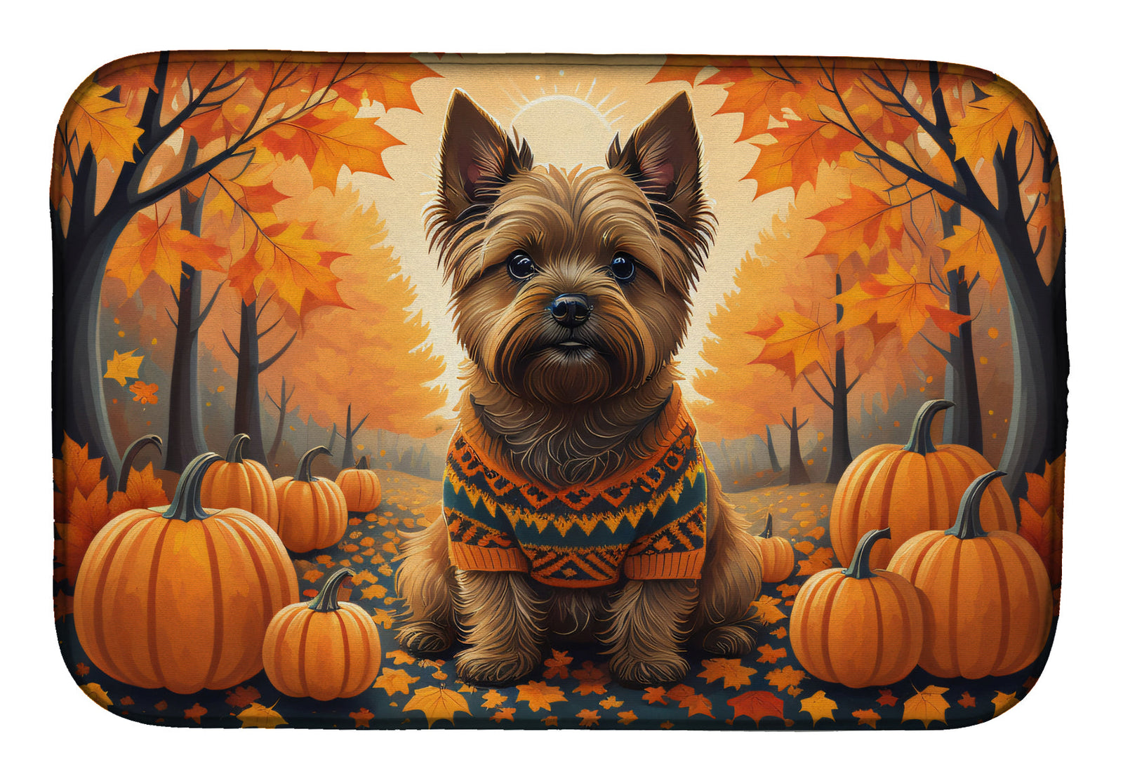 Caroline's Treasures Cairn Terrier Fall Dish Drying Mat
