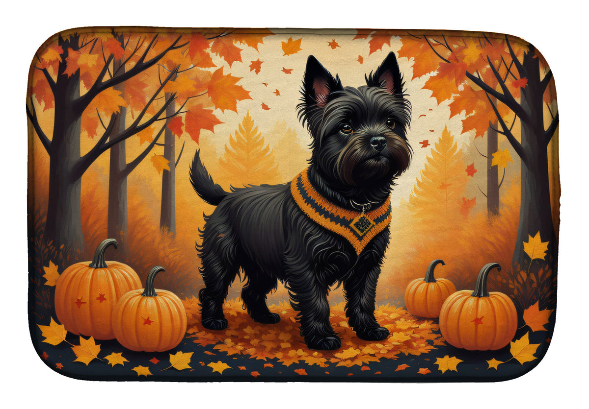 Caroline's Treasures Black Cairn Terrier Fall Dish Drying Mat
