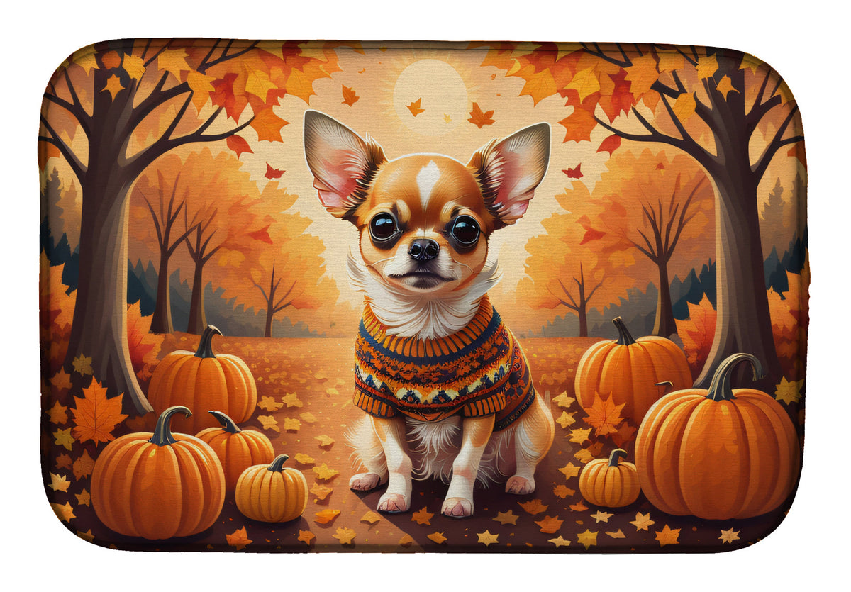 Caroline's Treasures Chihuahua Fall Dish Drying Mat