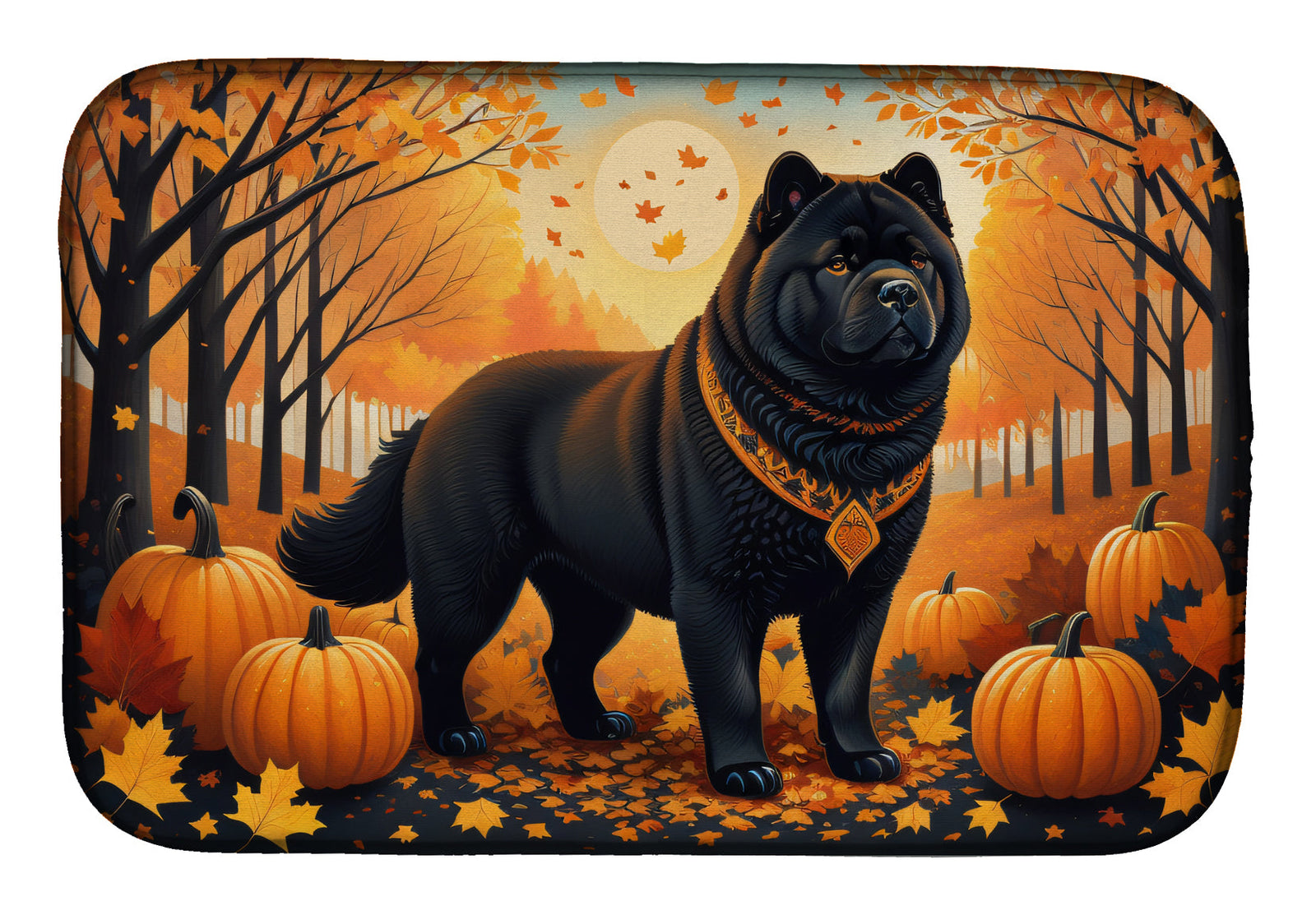 Caroline's Treasures Black Chow Chow Fall Dish Drying Mat