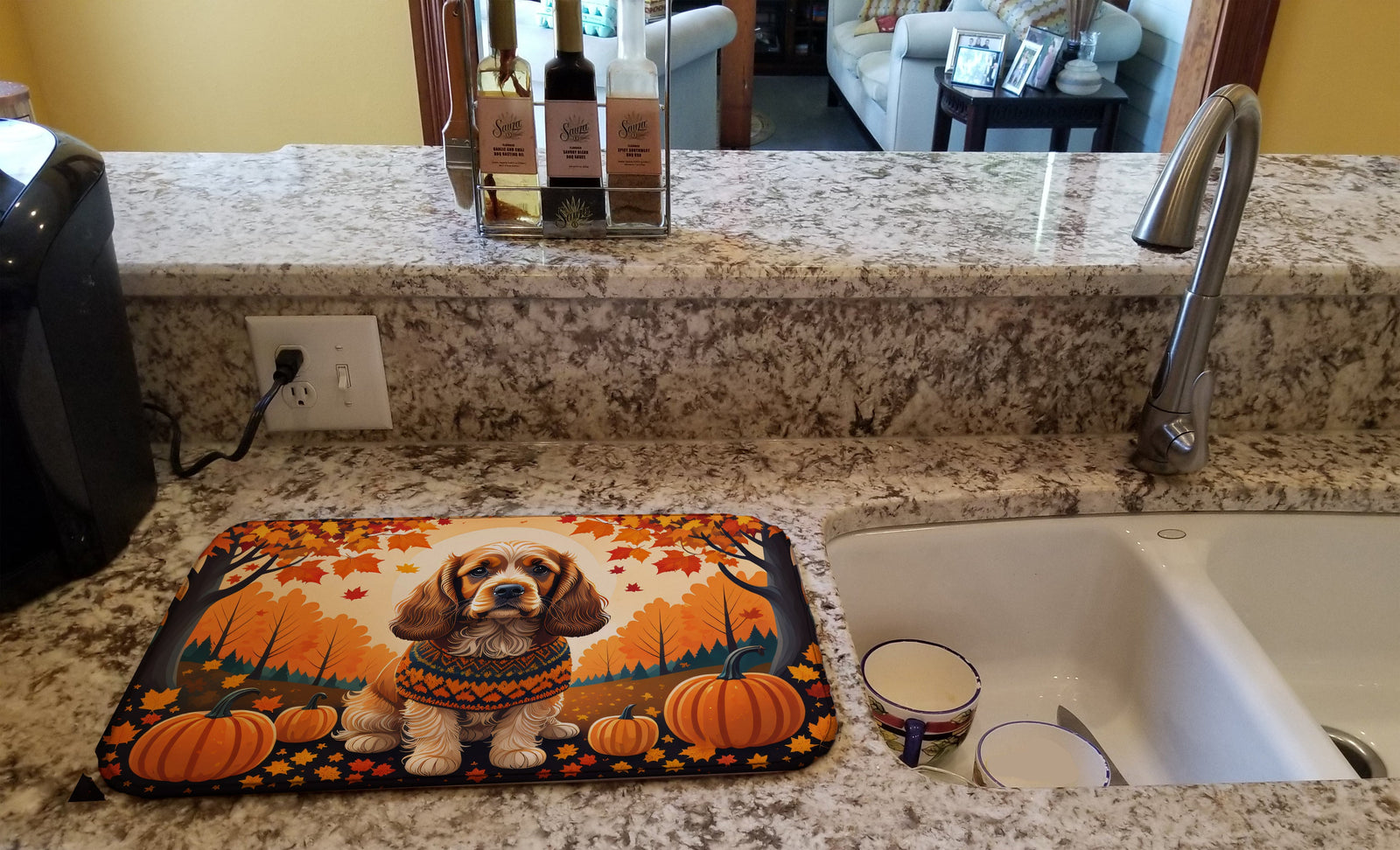 Caroline's Treasures Cocker Spaniel Fall Dish Drying Mat