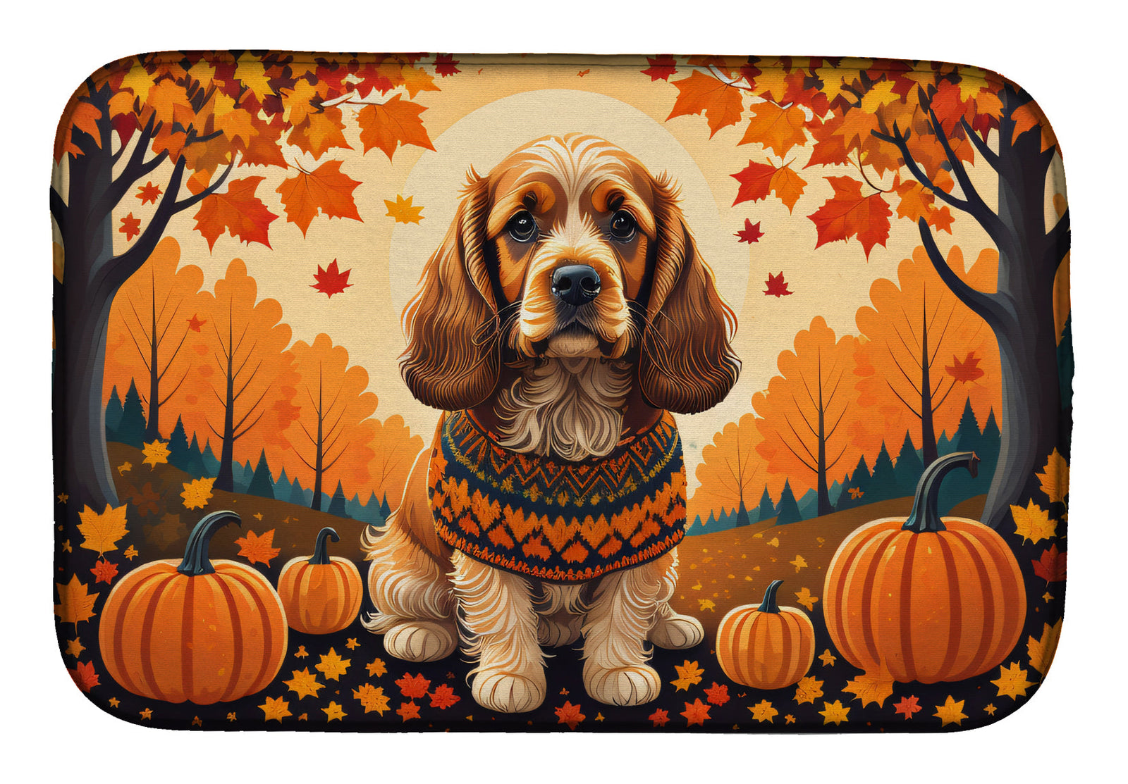 Caroline's Treasures Cocker Spaniel Fall Dish Drying Mat