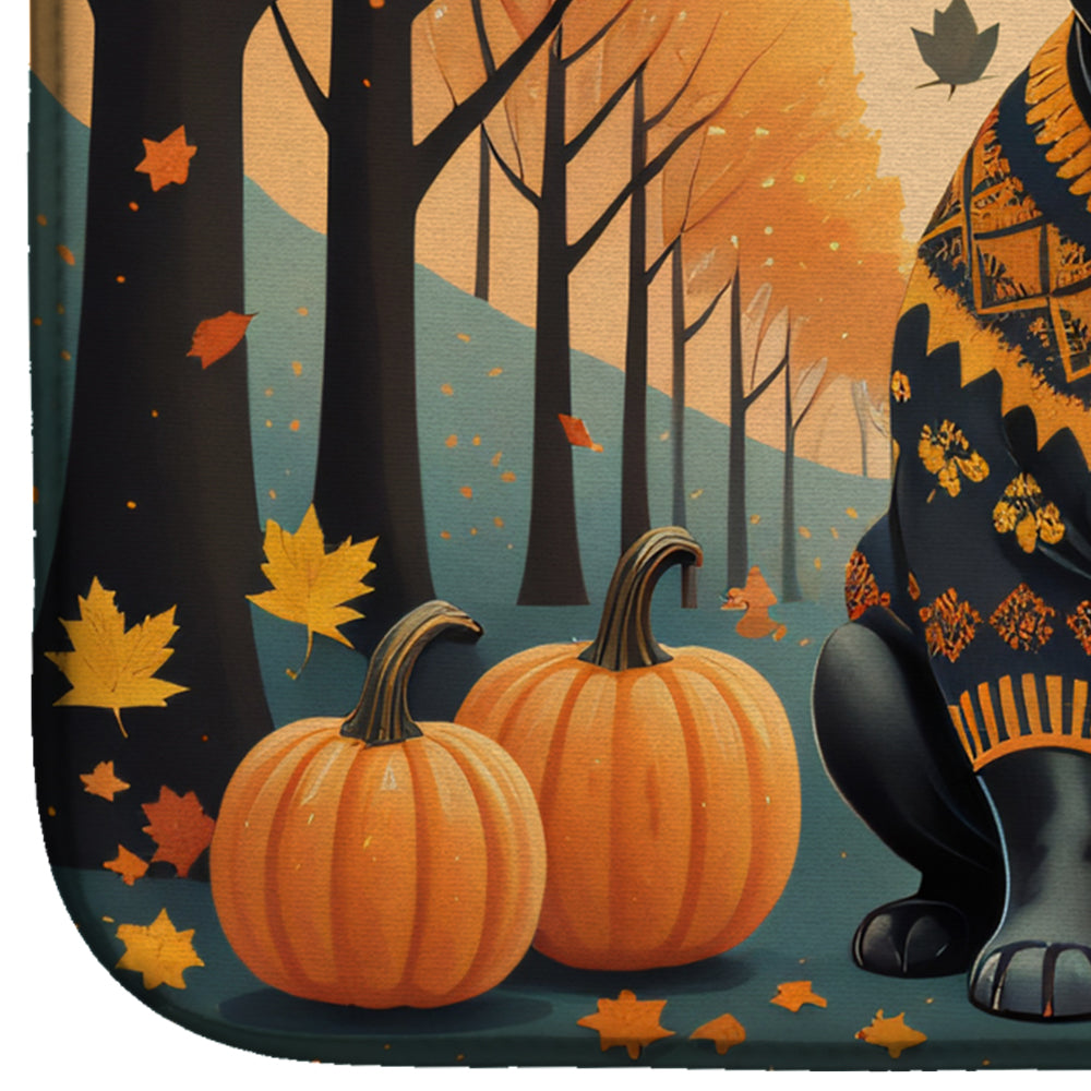 Caroline's Treasures Black French Bulldog Fall Dish Drying Mat