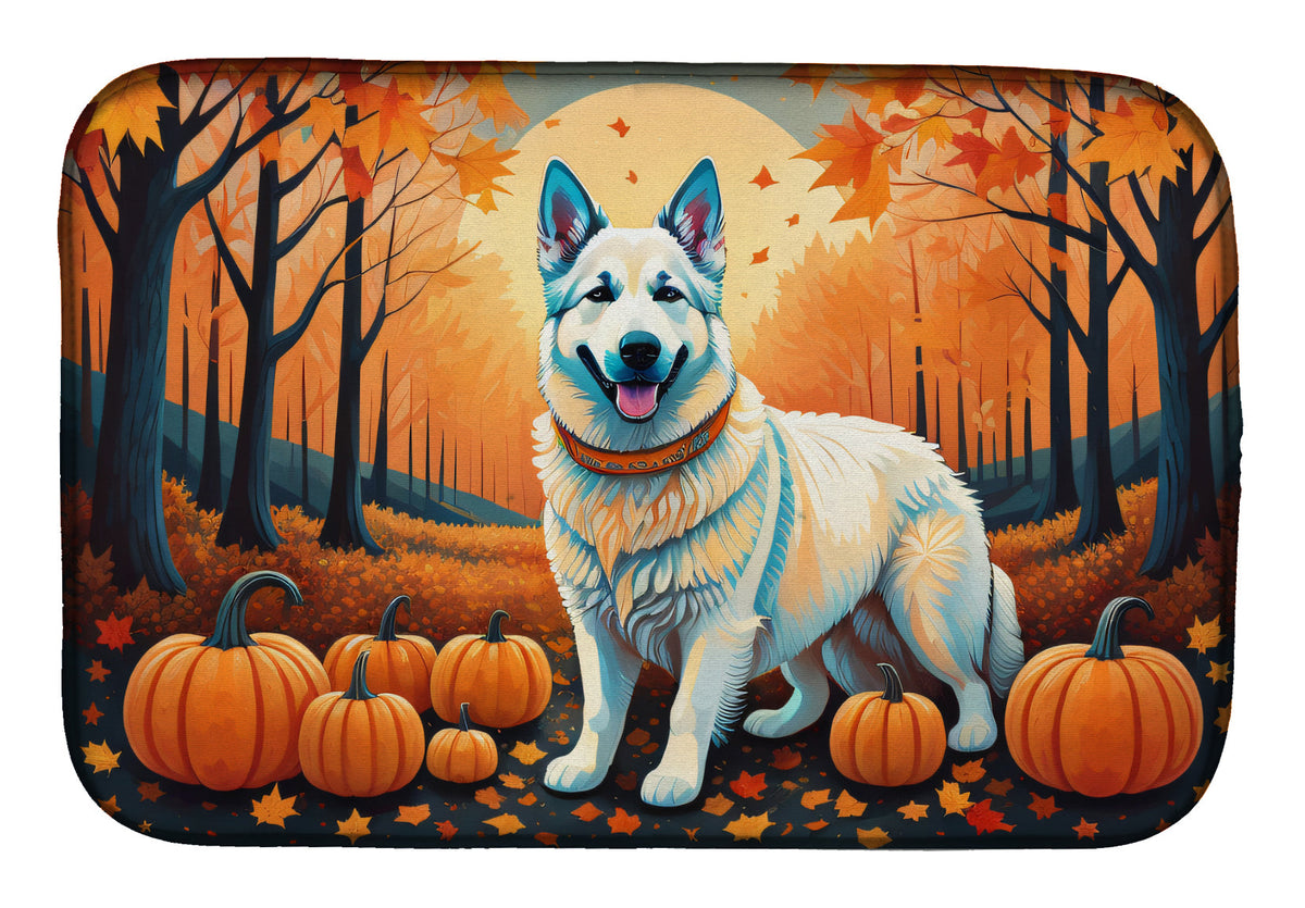 Caroline's Treasures White German Shepherd Fall Dish Drying Mat