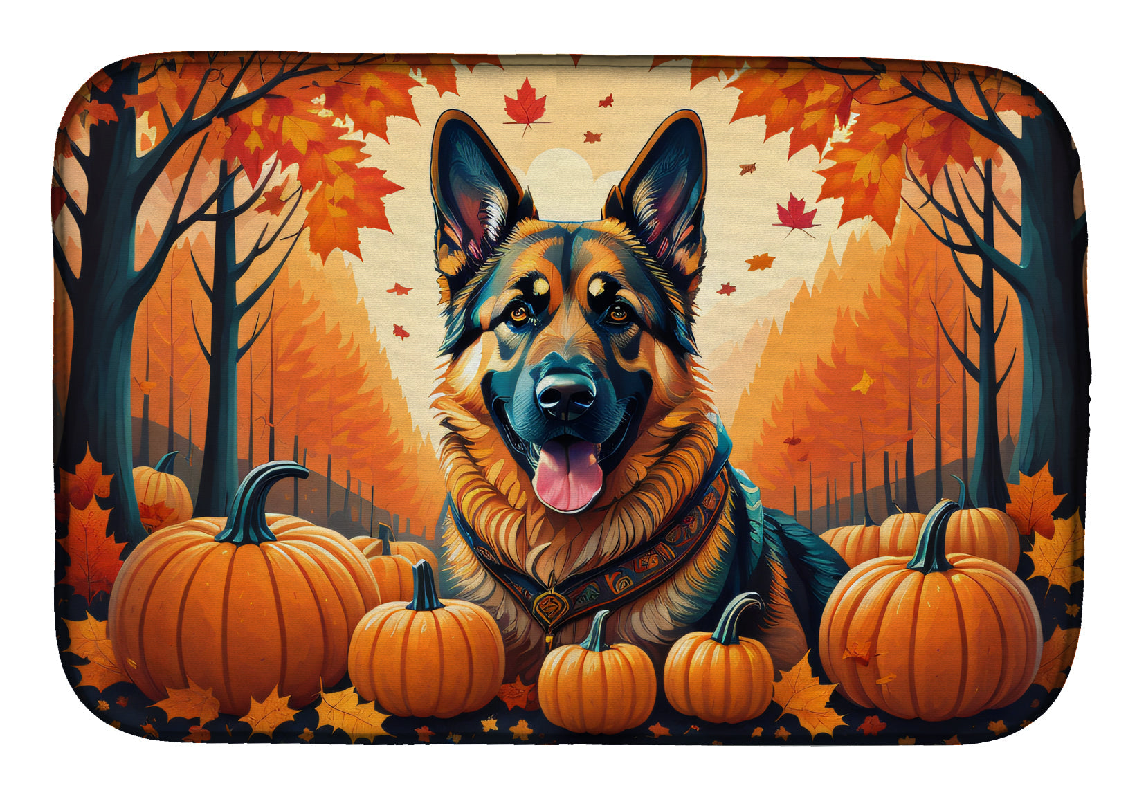 Caroline's Treasures German Shepherd Fall Dish Drying Mat