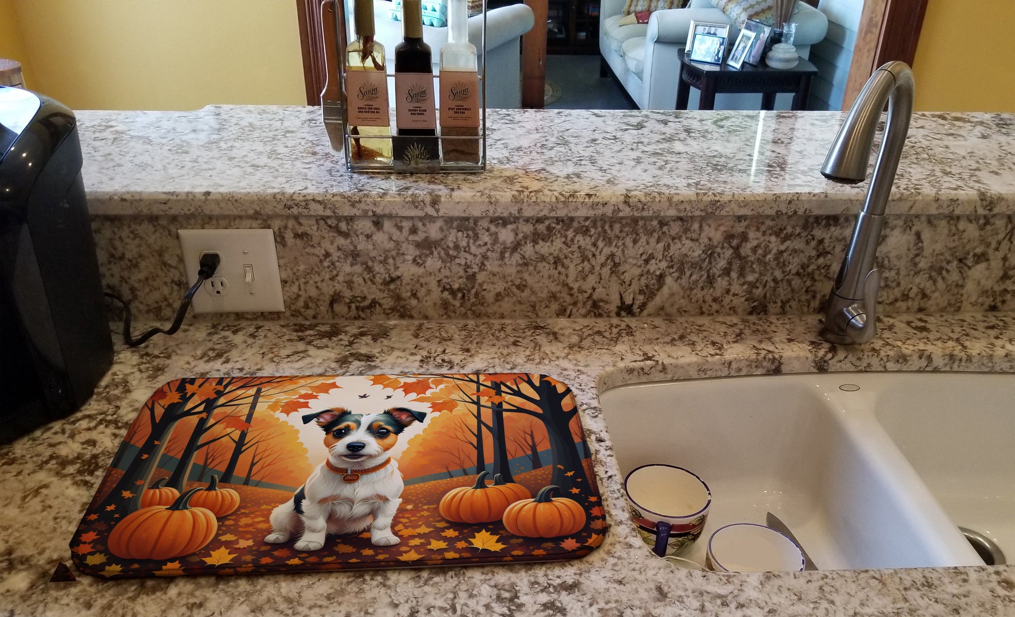 Caroline's Treasures Jack Russell Terrier Fall Dish Drying Mat