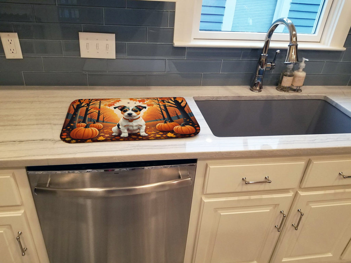 Caroline's Treasures Jack Russell Terrier Fall Dish Drying Mat