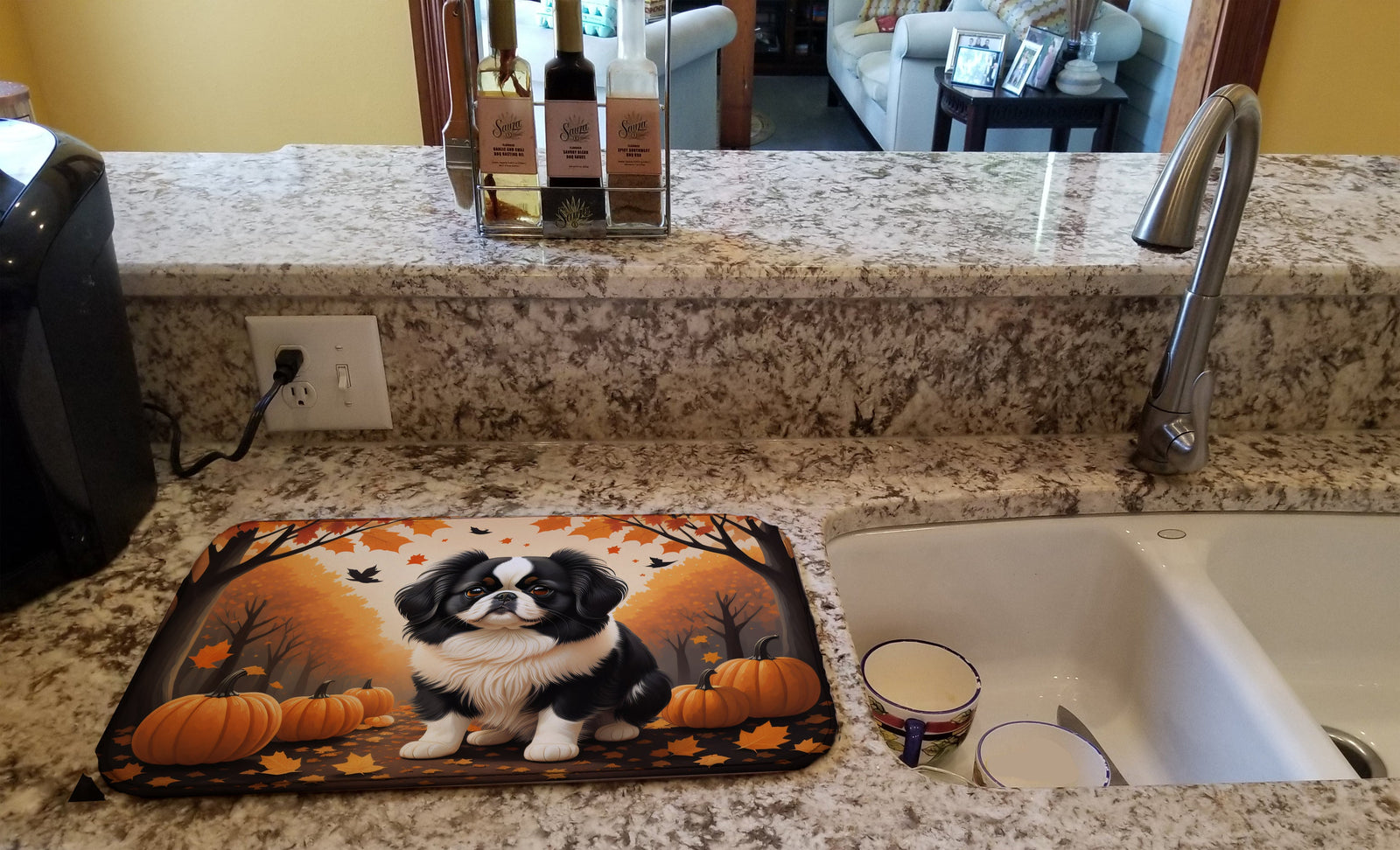 Caroline's Treasures Japanese Chin Fall Dish Drying Mat