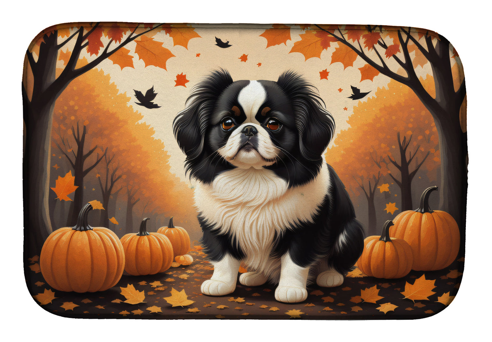 Caroline's Treasures Japanese Chin Fall Dish Drying Mat