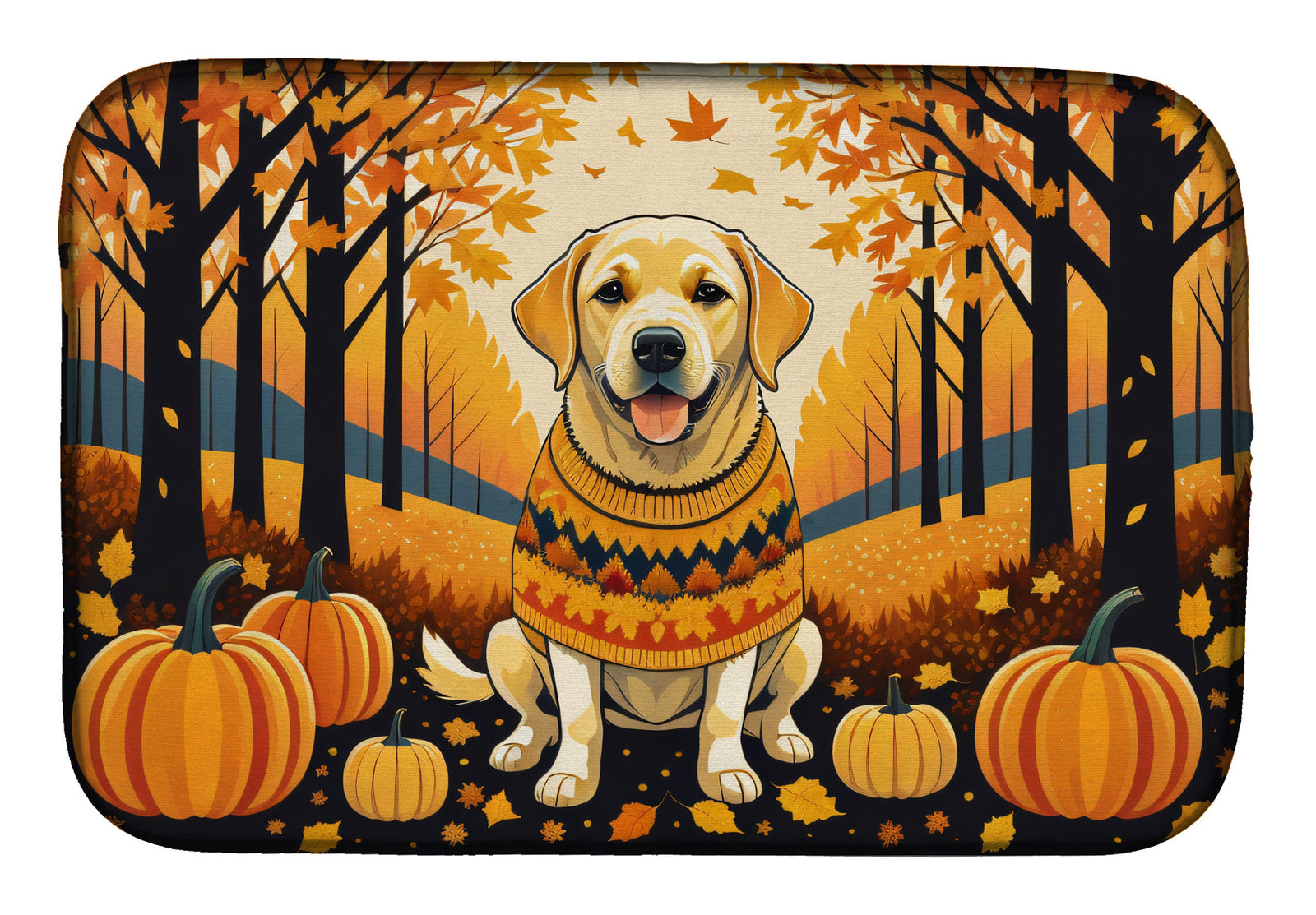 Caroline's Treasures Yellow Labrador Retriever Fall Dish Drying Mat