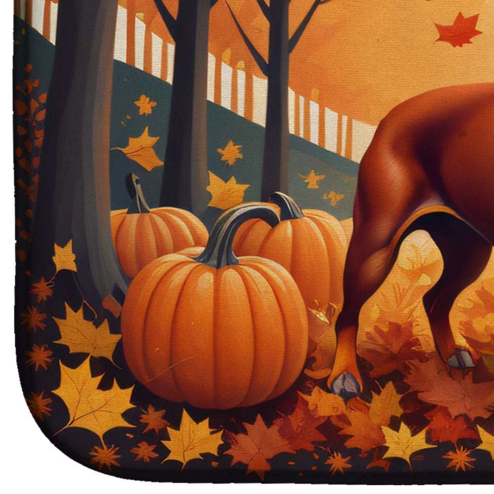 Caroline's Treasures Red Miniature Pinscher Fall Dish Drying Mat