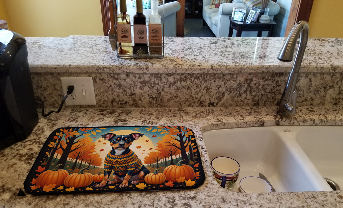 Caroline's Treasures Miniature Pinscher Fall Dish Drying Mat