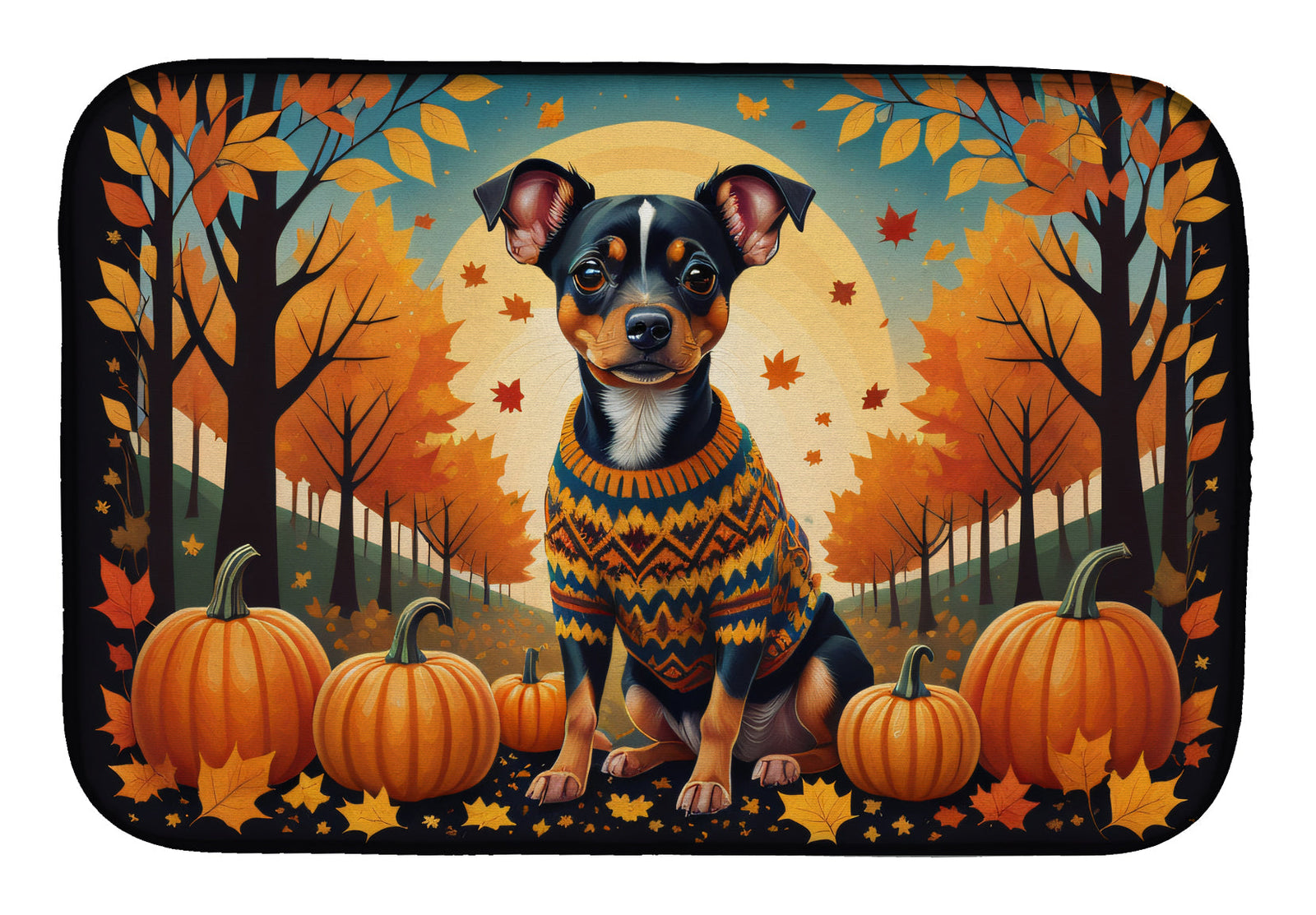 Caroline's Treasures Miniature Pinscher Fall Dish Drying Mat