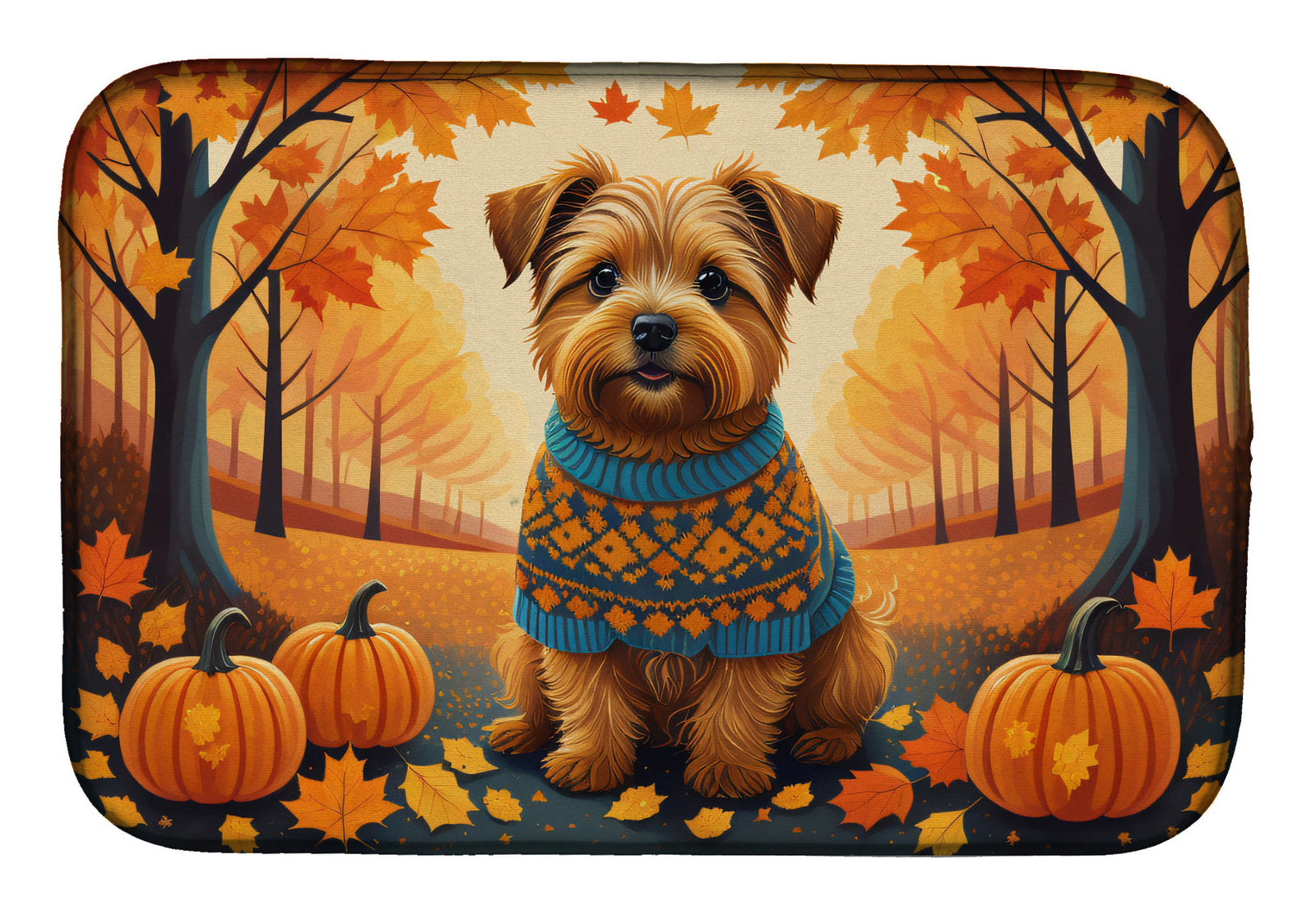 Caroline's Treasures Norfolk Terrier Fall Dish Drying Mat