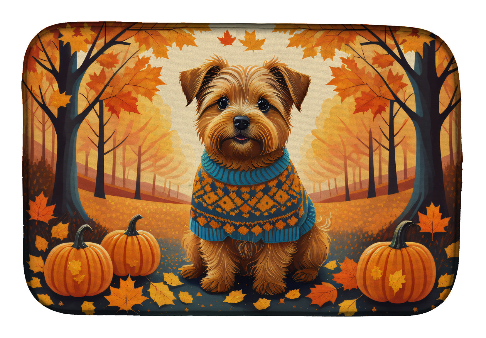Caroline's Treasures Norfolk Terrier Fall Dish Drying Mat