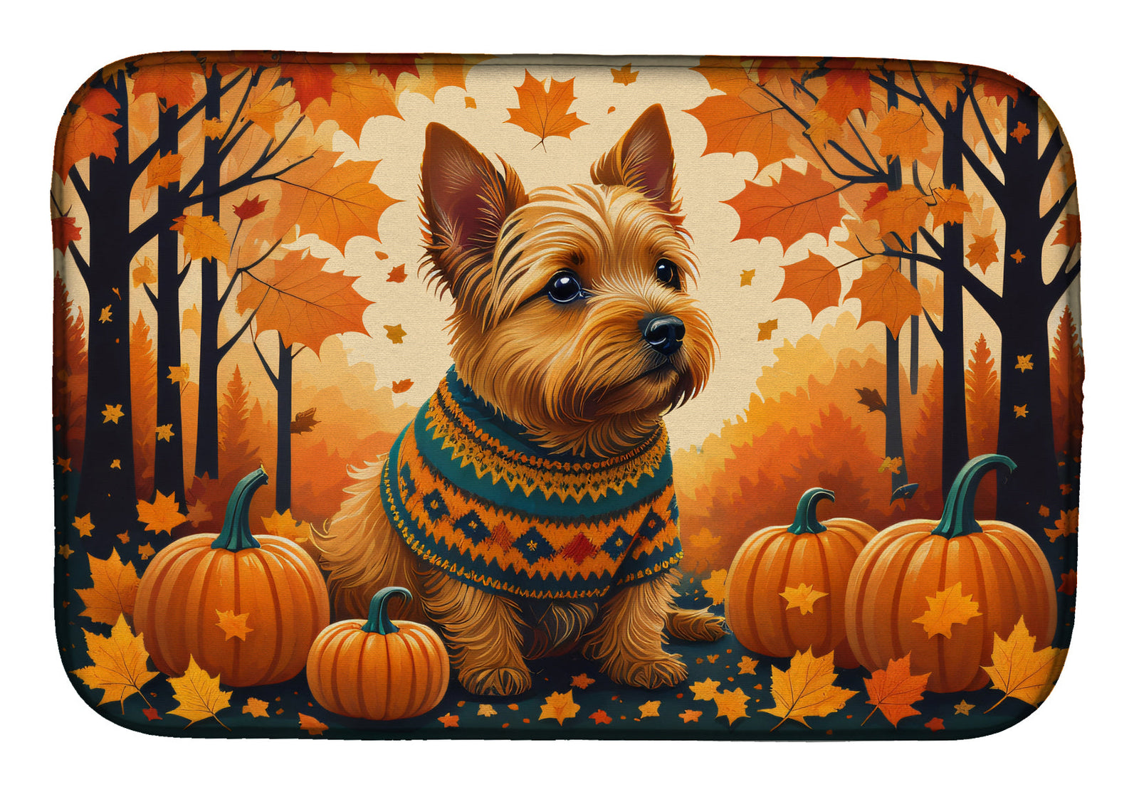 Caroline's Treasures Norwich Terrier Fall Dish Drying Mat