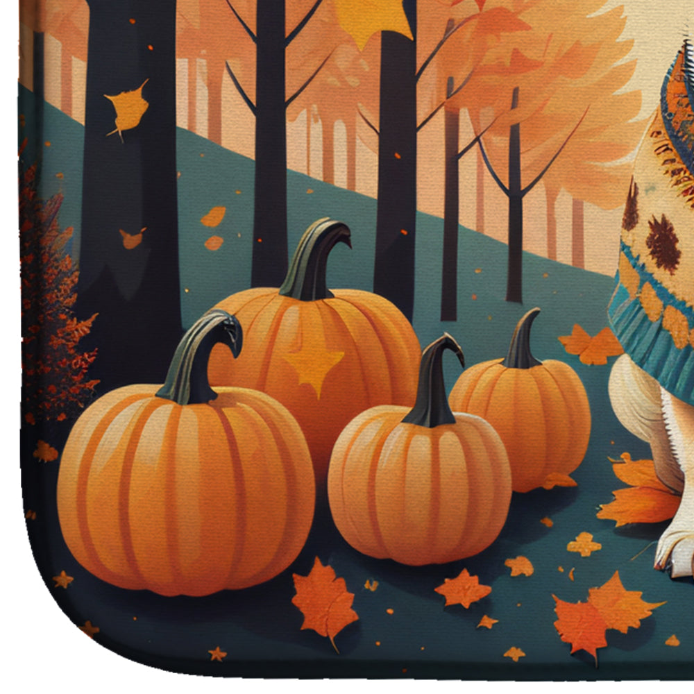 Caroline's Treasures Fawn Pug Fall Dish Drying Mat