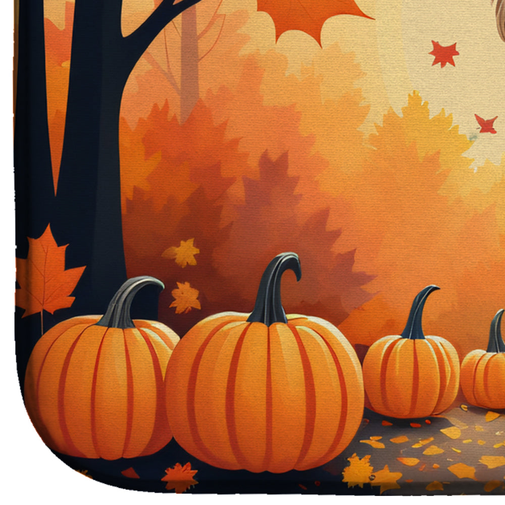 Caroline's Treasures Schnauzer Fall Dish Drying Mat