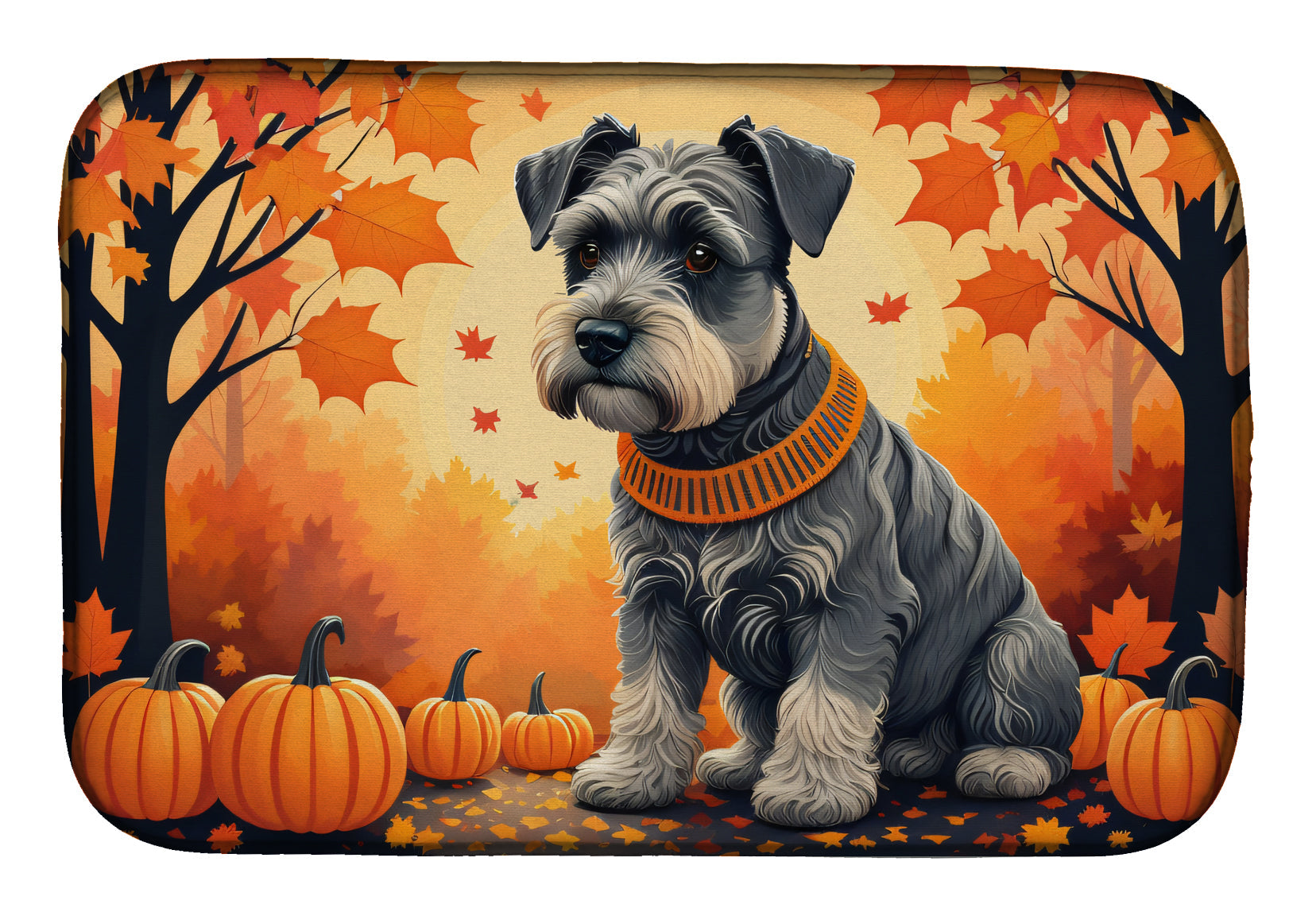 Caroline's Treasures Schnauzer Fall Dish Drying Mat
