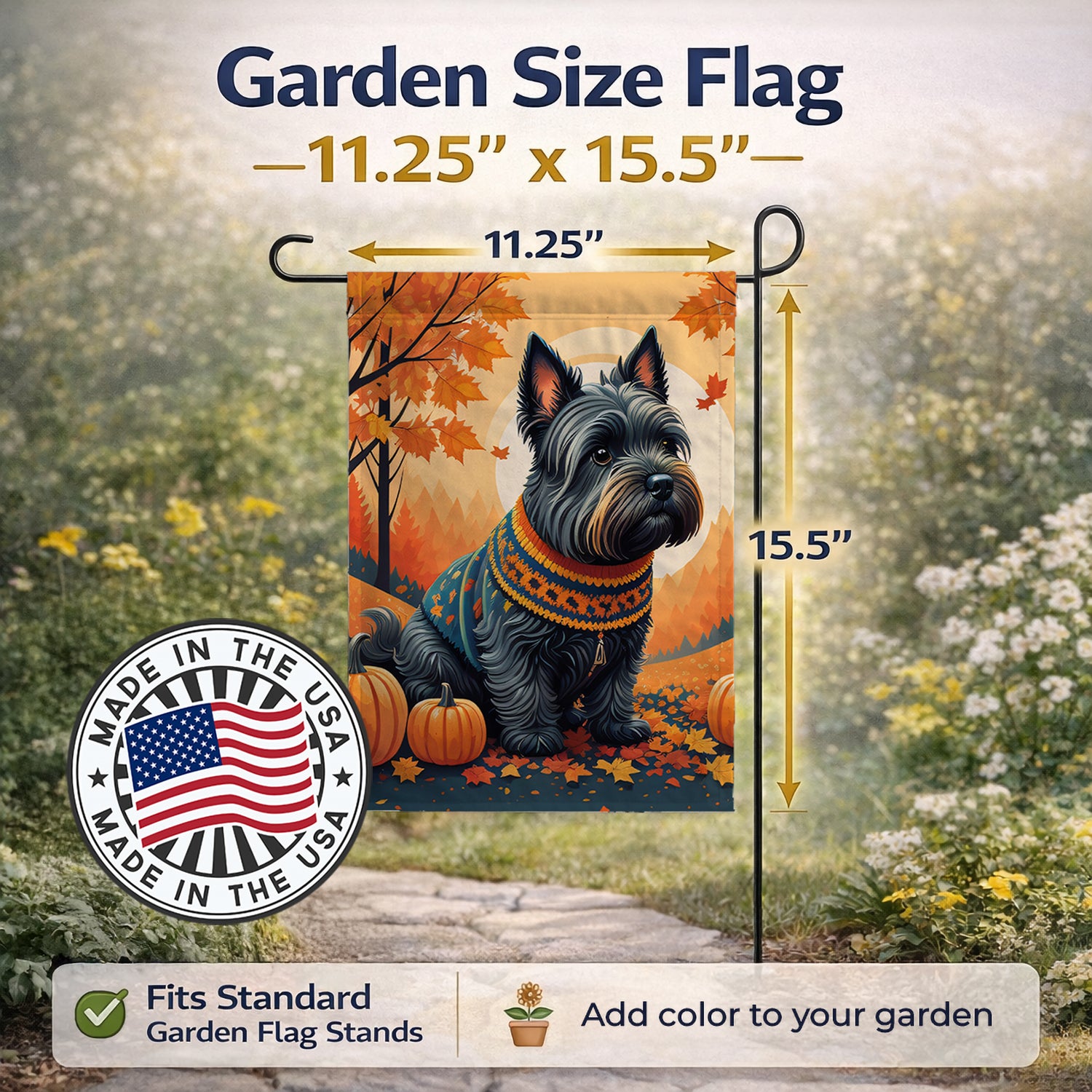Caroline's Treasures Scottish Terrier Fall Garden Flag Mailbox Decorative Yard Banner Outside Patio Artwork for Flower Beds, Garden Size, Multicolor