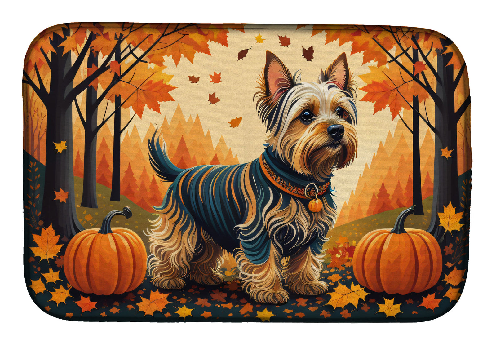 Caroline's Treasures Silky Terrier Fall Dish Drying Mat