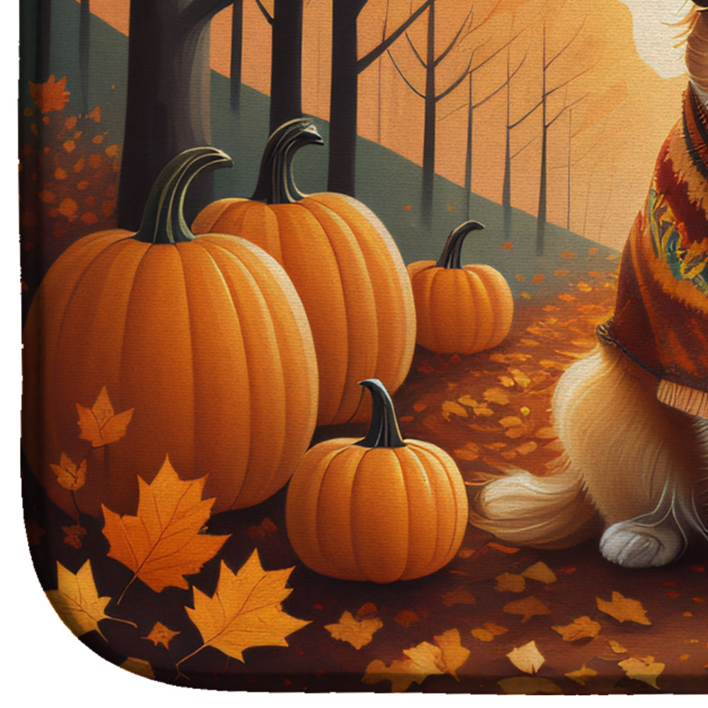 Caroline's Treasures Tibetan Spaniel Fall Dish Drying Mat
