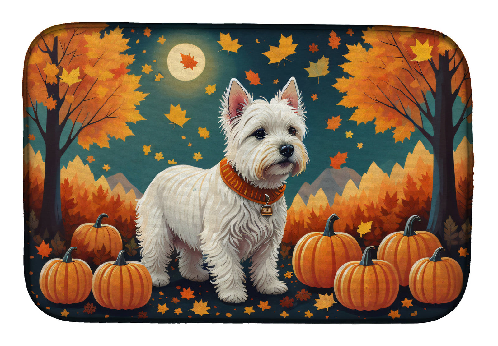 Caroline's Treasures Westie Fall Dish Drying Mat