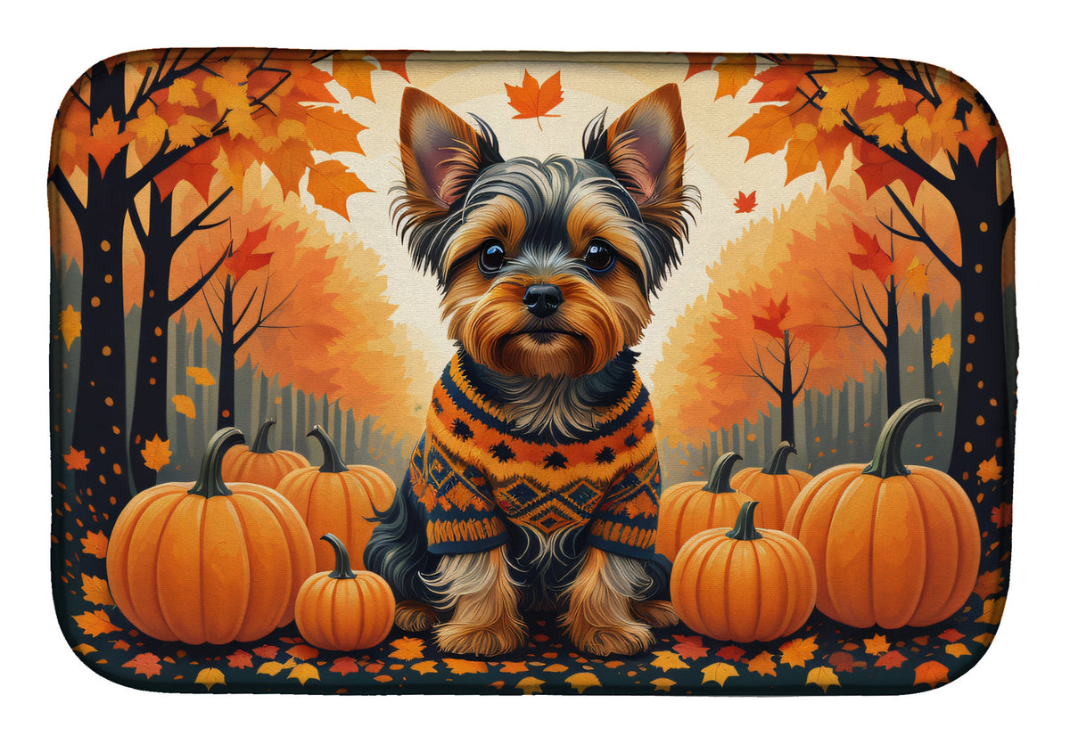 Caroline's Treasures Yorkshire Terrier Fall Dish Drying Mat