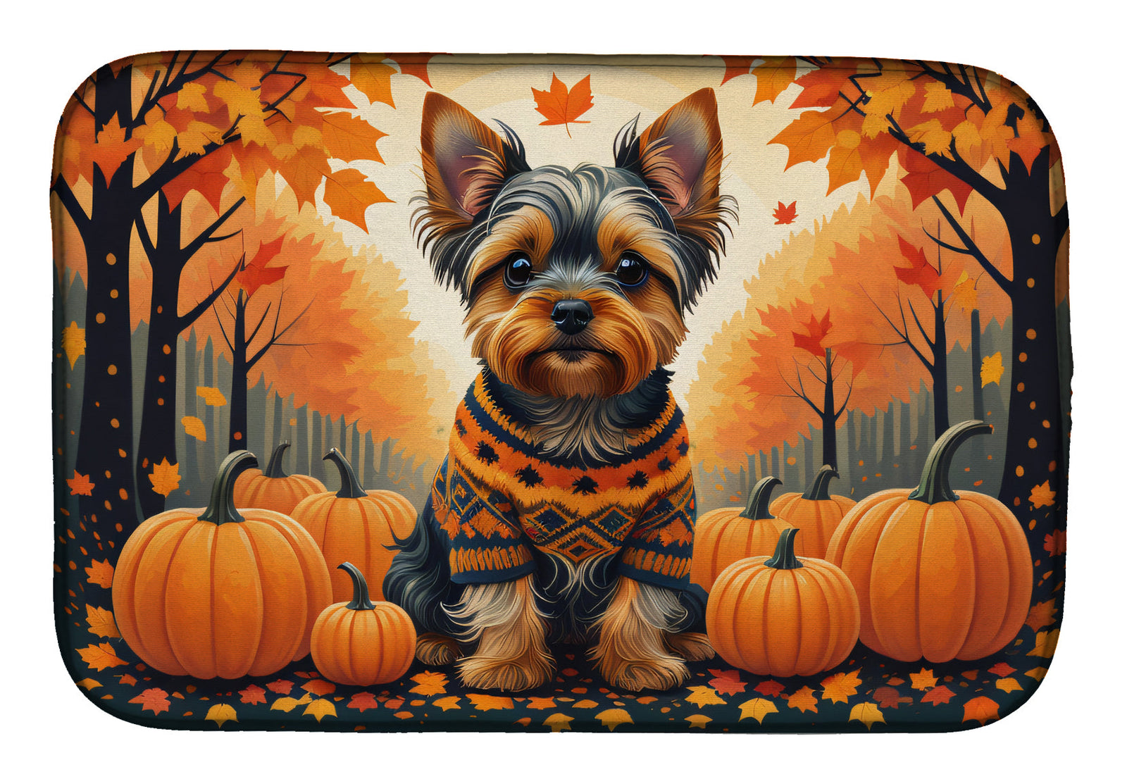 Caroline's Treasures Yorkshire Terrier Fall Dish Drying Mat