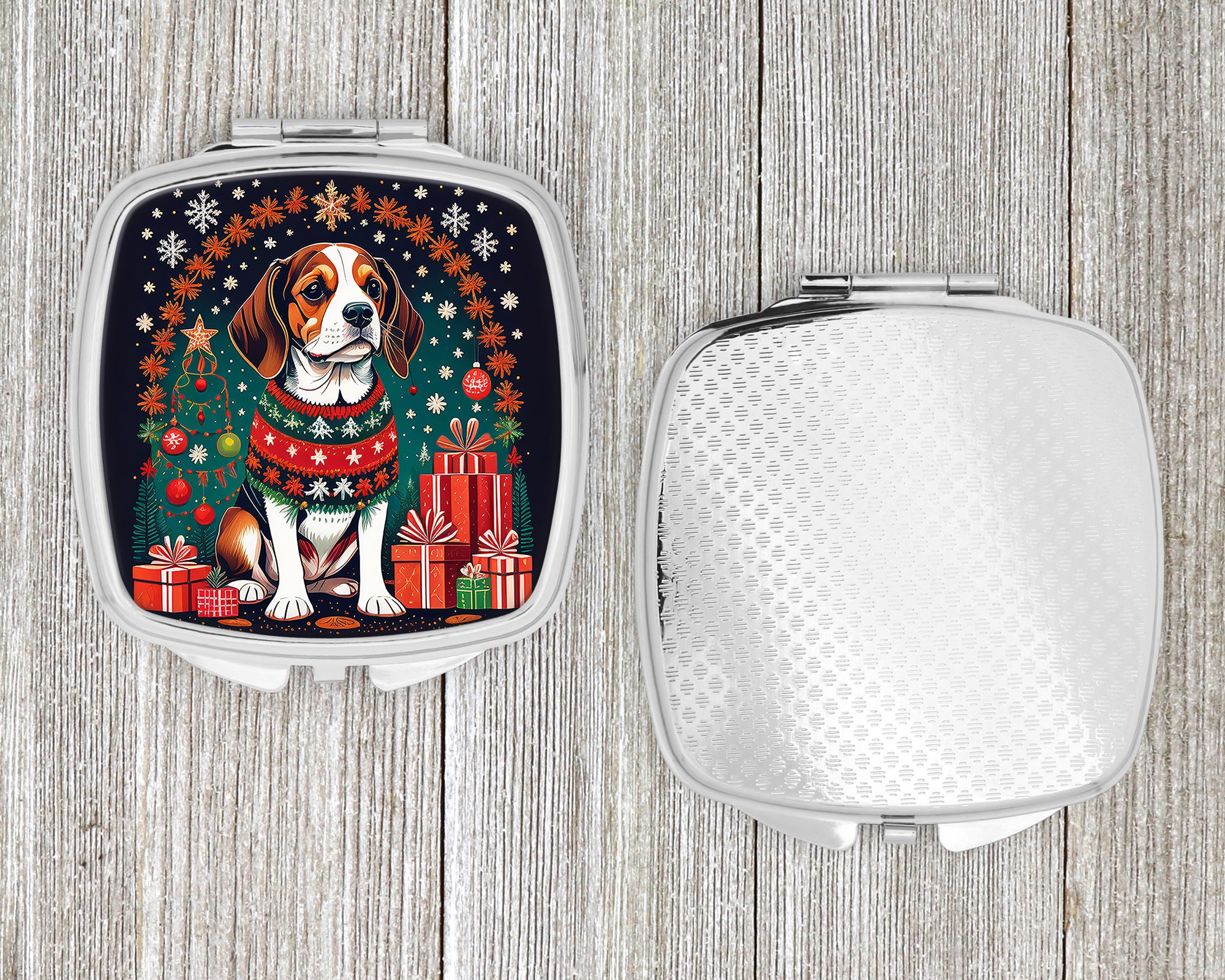 Beagle Christmas Compact Mirror