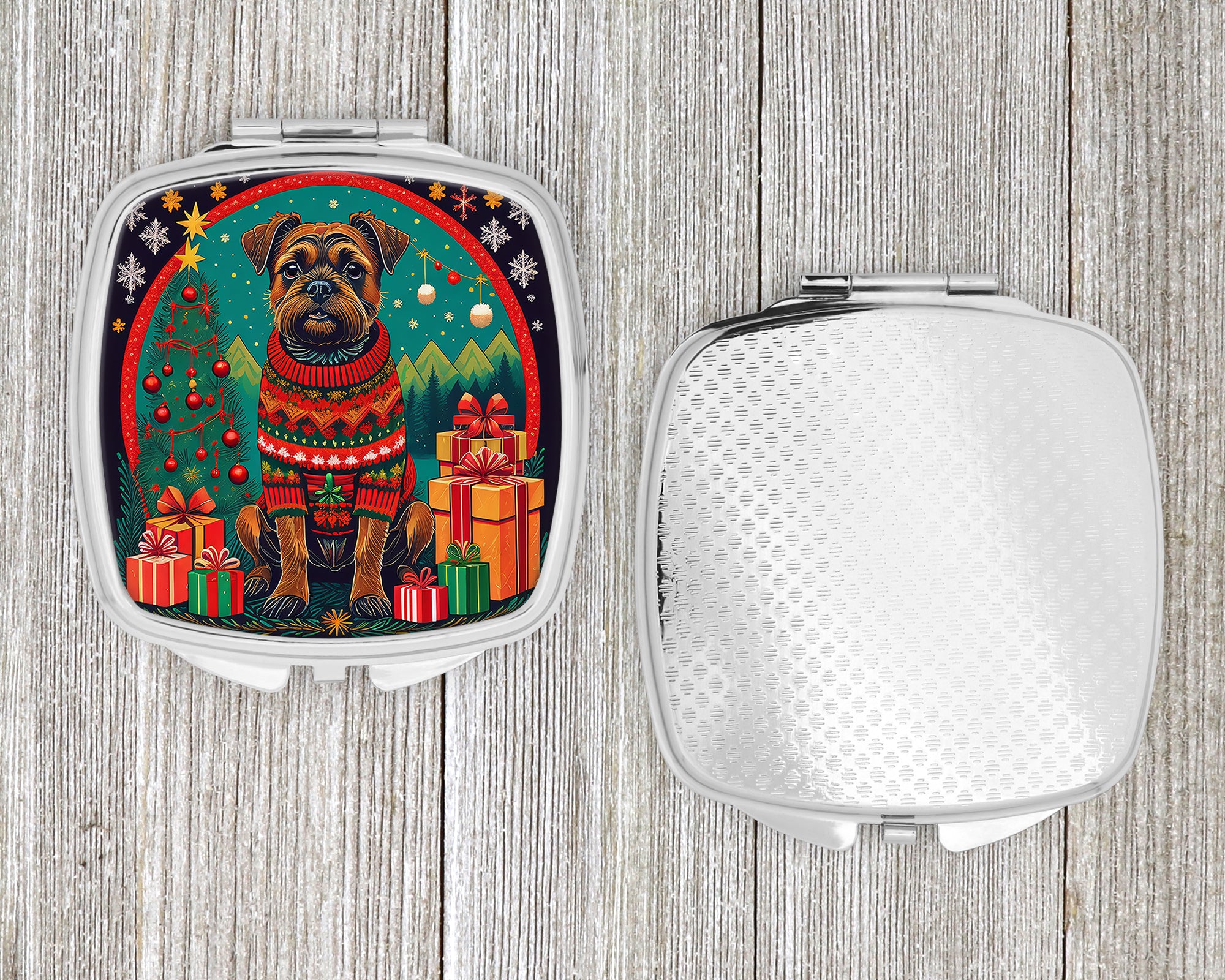 Border Terrier Christmas Compact Mirror