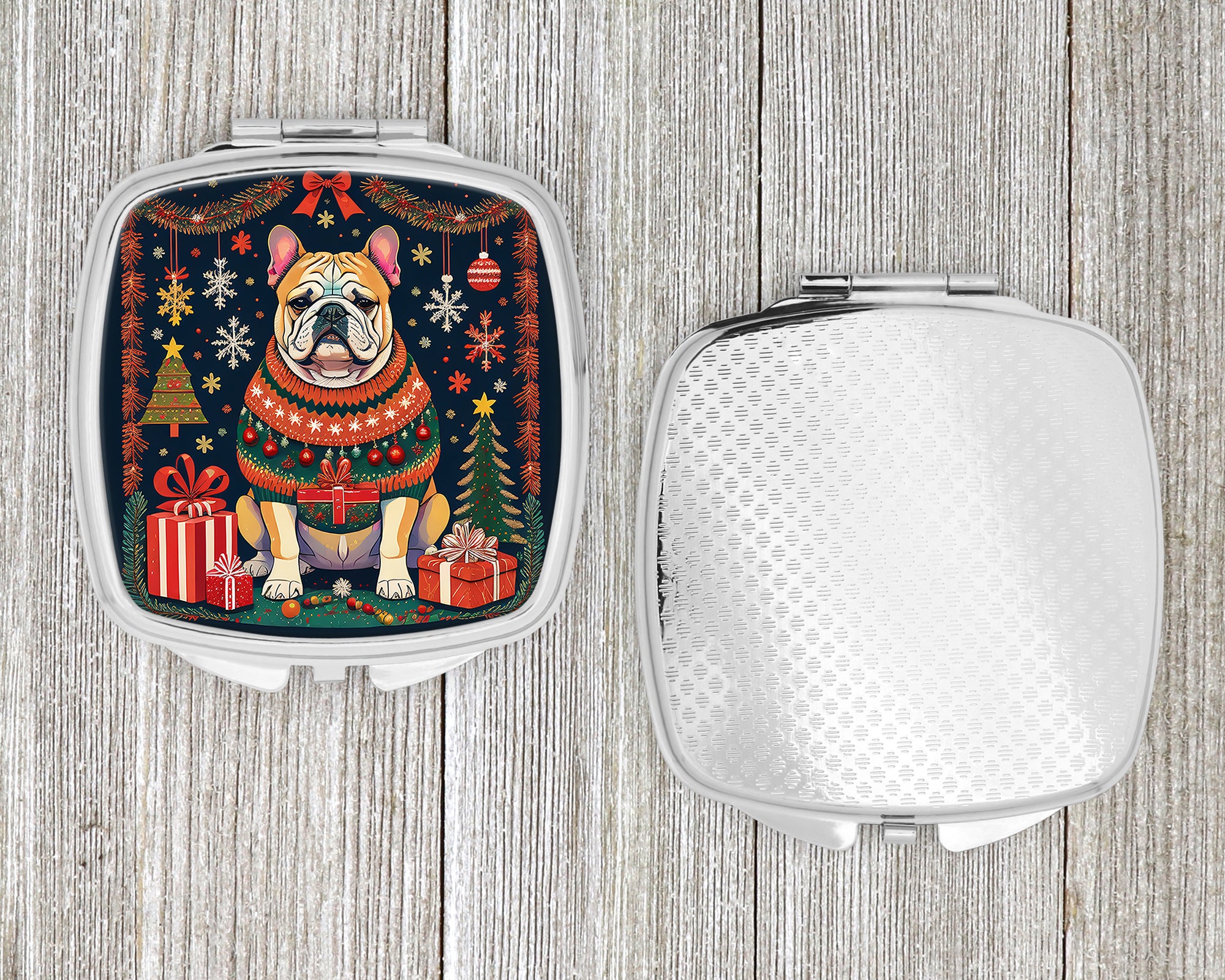 English Bulldog Christmas Compact Mirror