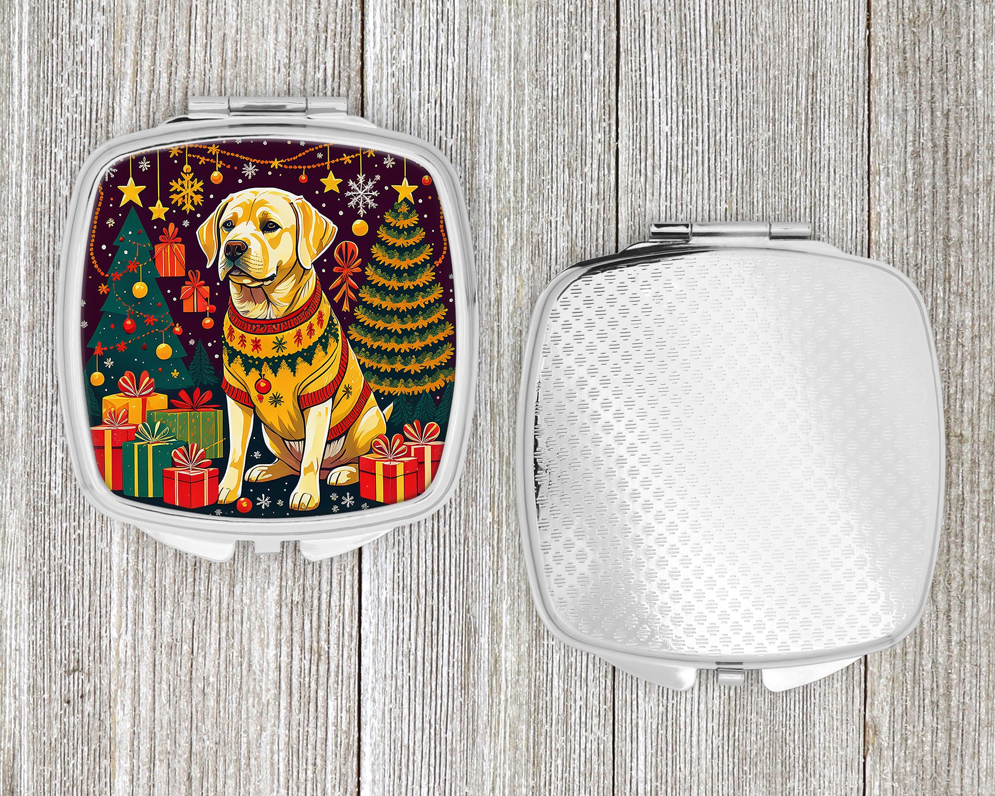 Yellow Labrador Retriever Christmas Compact Mirror