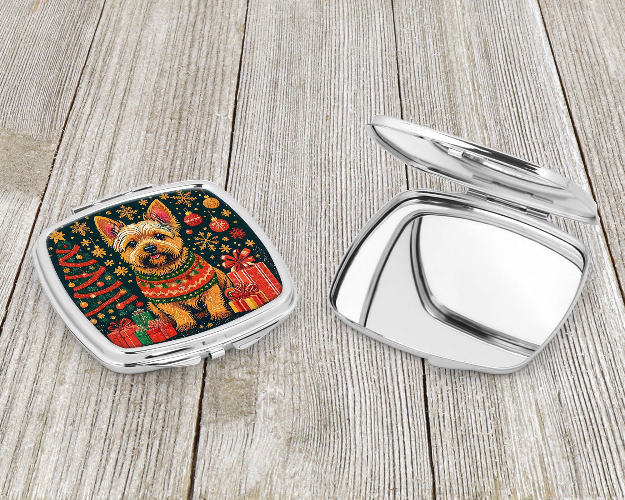 Norwich Terrier Christmas Compact Mirror