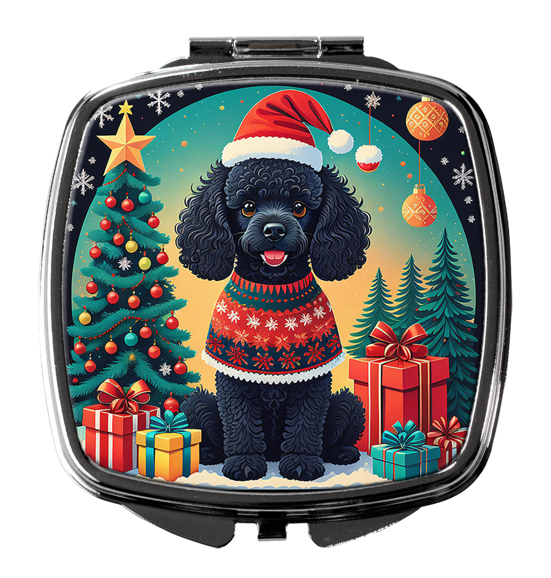 Buy this Black Toy Poodle Christmas Compact Mirror